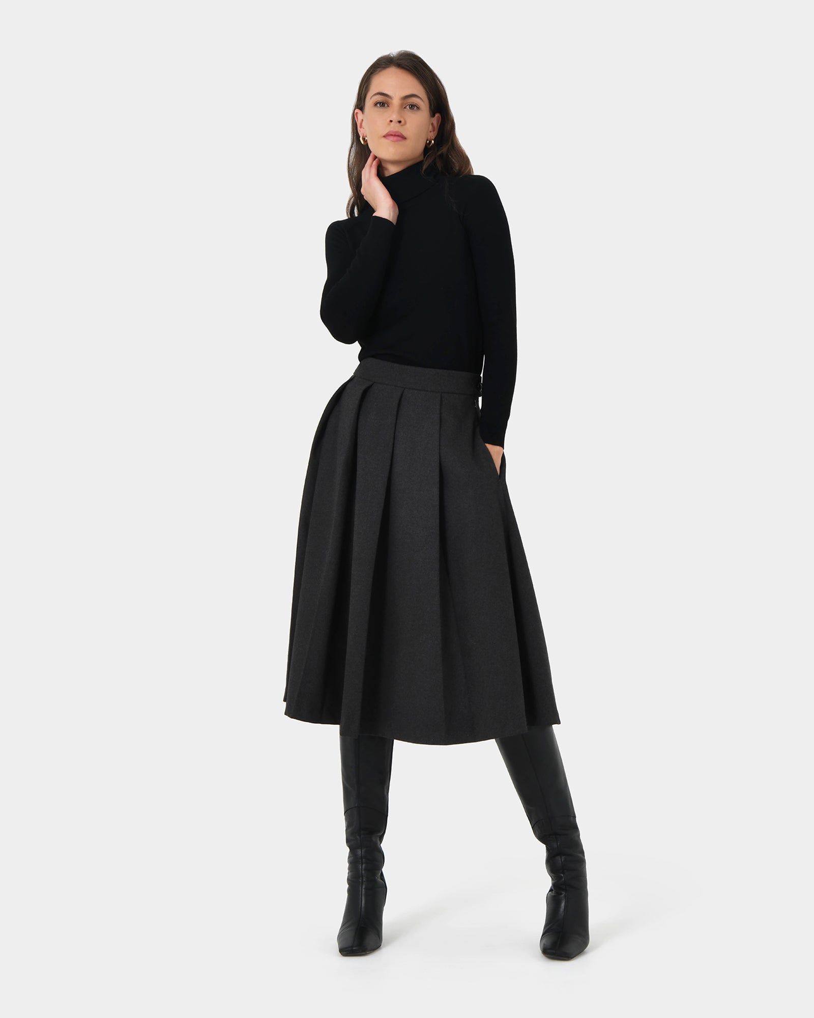 Ryan Pleated Midi Skirt