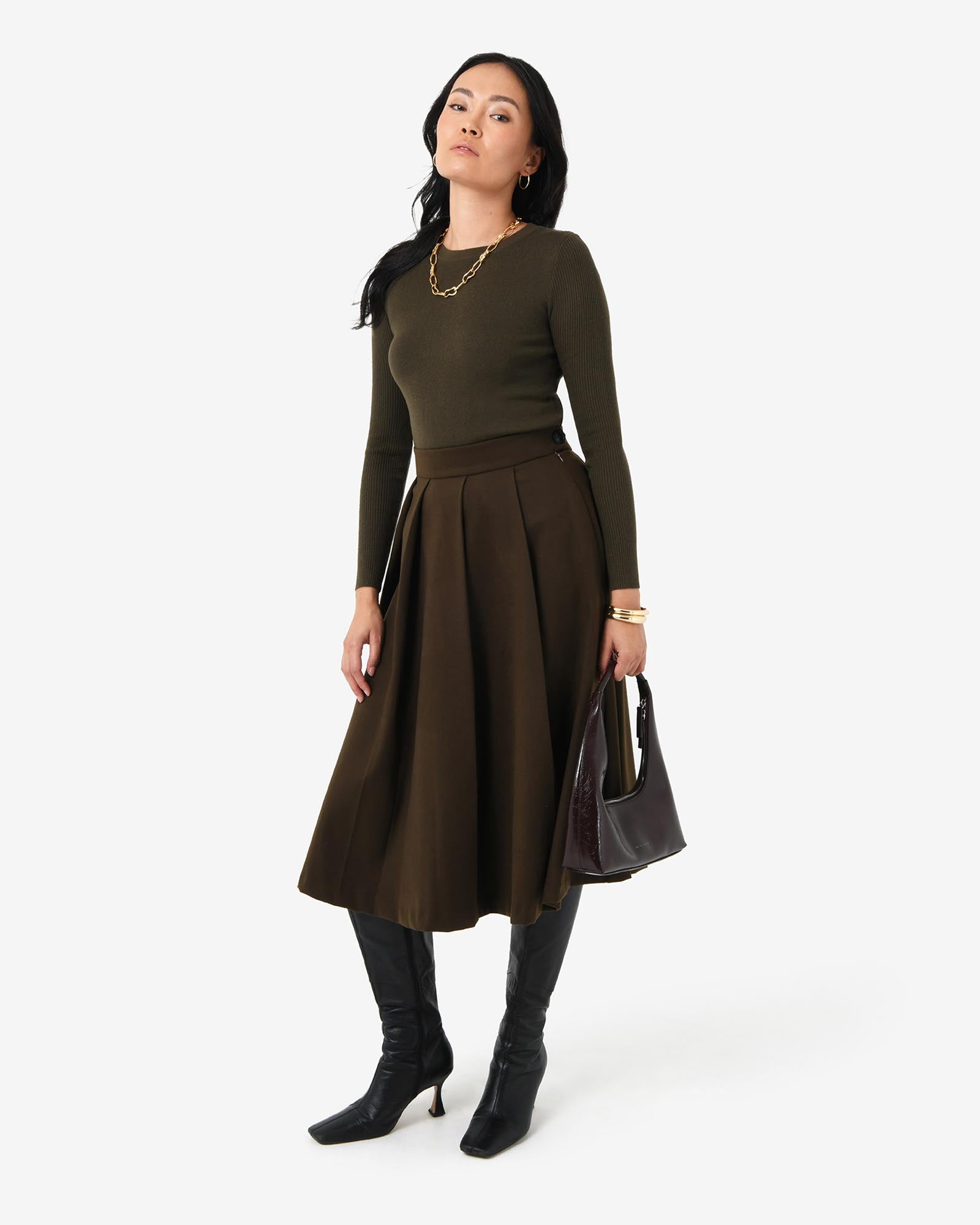 Ryan Pleated Midi Skirt