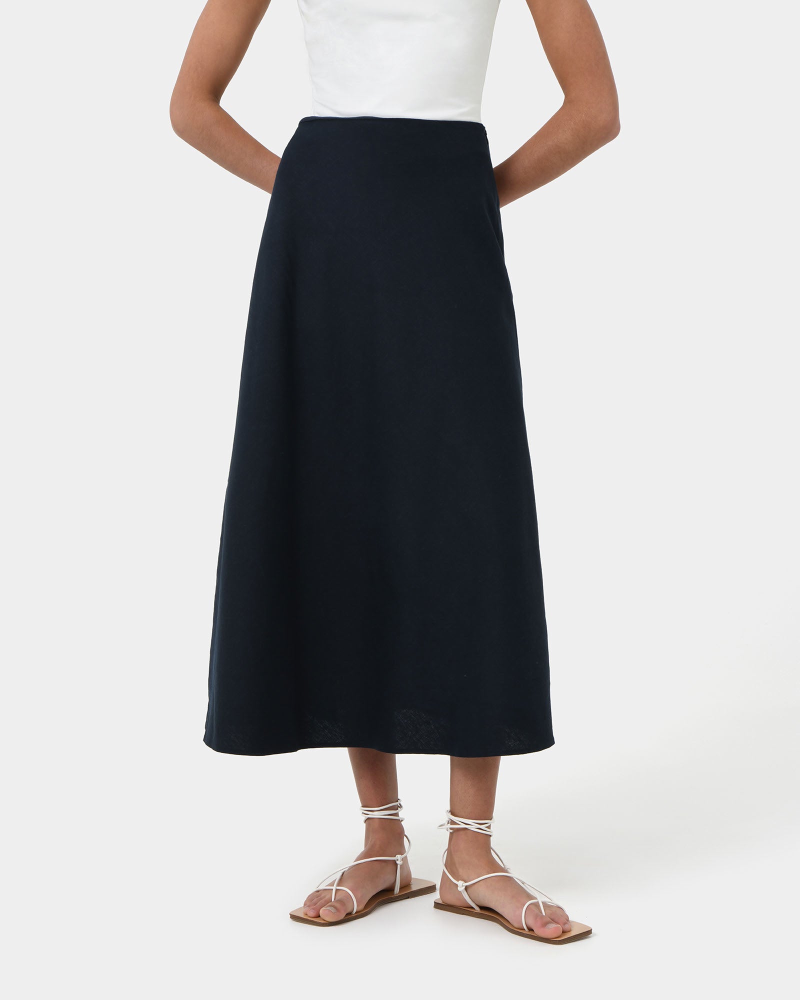 Kade Linen Blend Midi Skirt