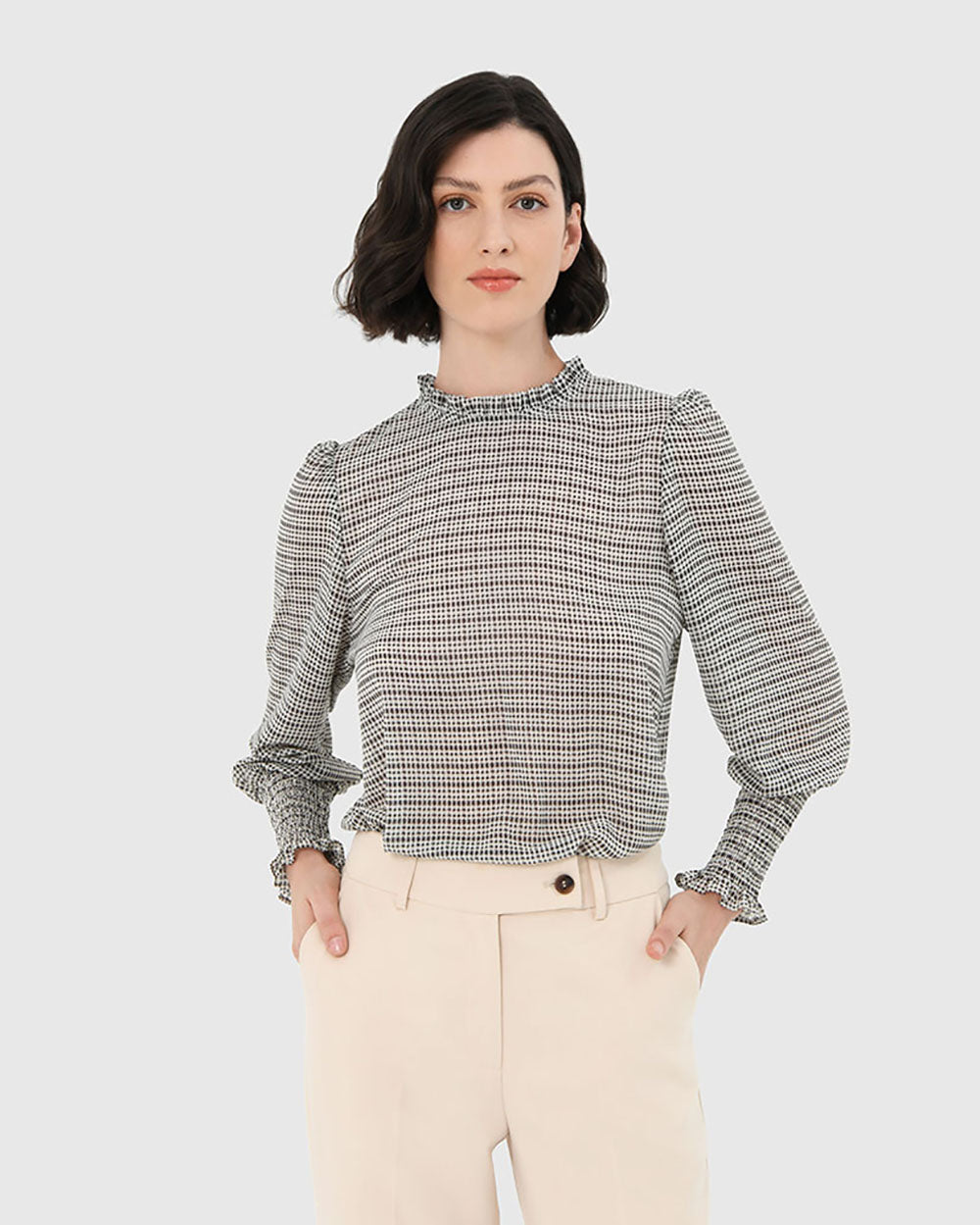 Jewel Ruffle Sleeve Blouse