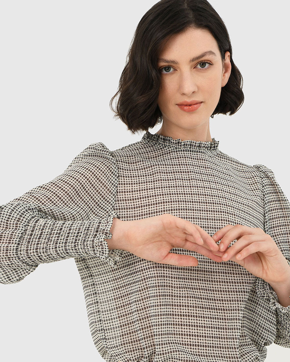Jewel Ruffle Sleeve Blouse
