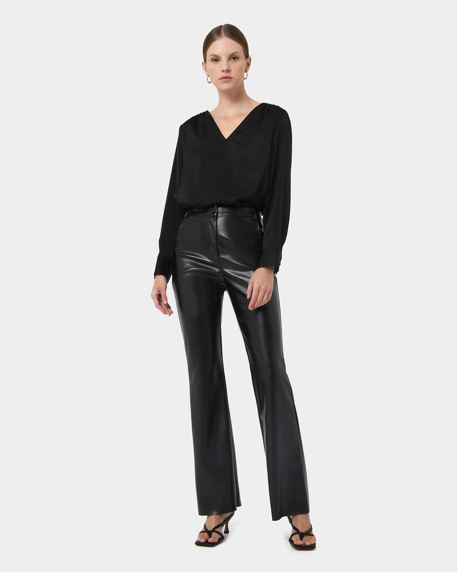 Evalynn V-Neck Satin Blouse