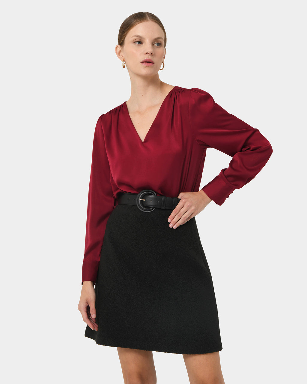Evalynn V-Neck Satin Blouse