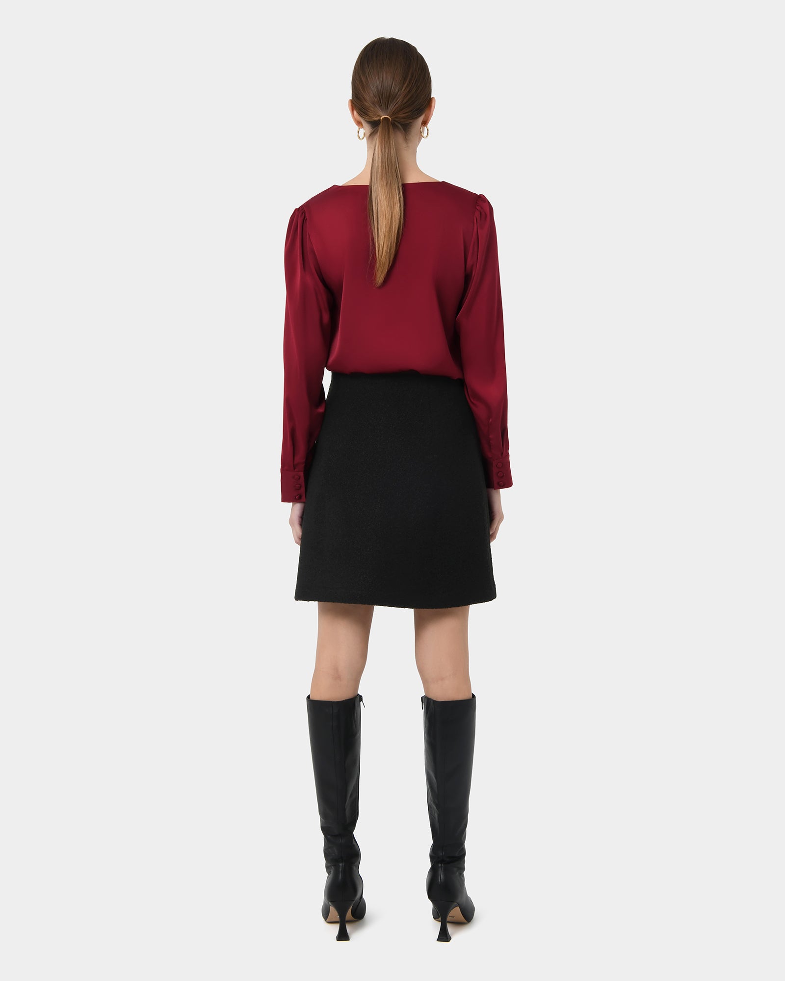 Evalynn V-Neck Satin Blouse