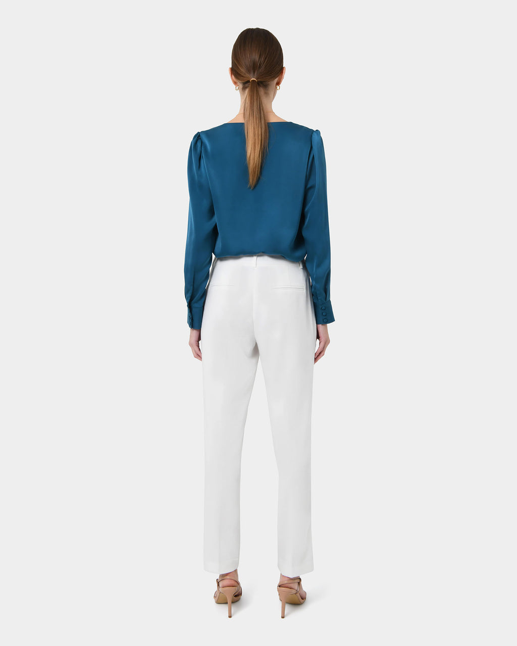 Evalynn V-Neck Satin Blouse