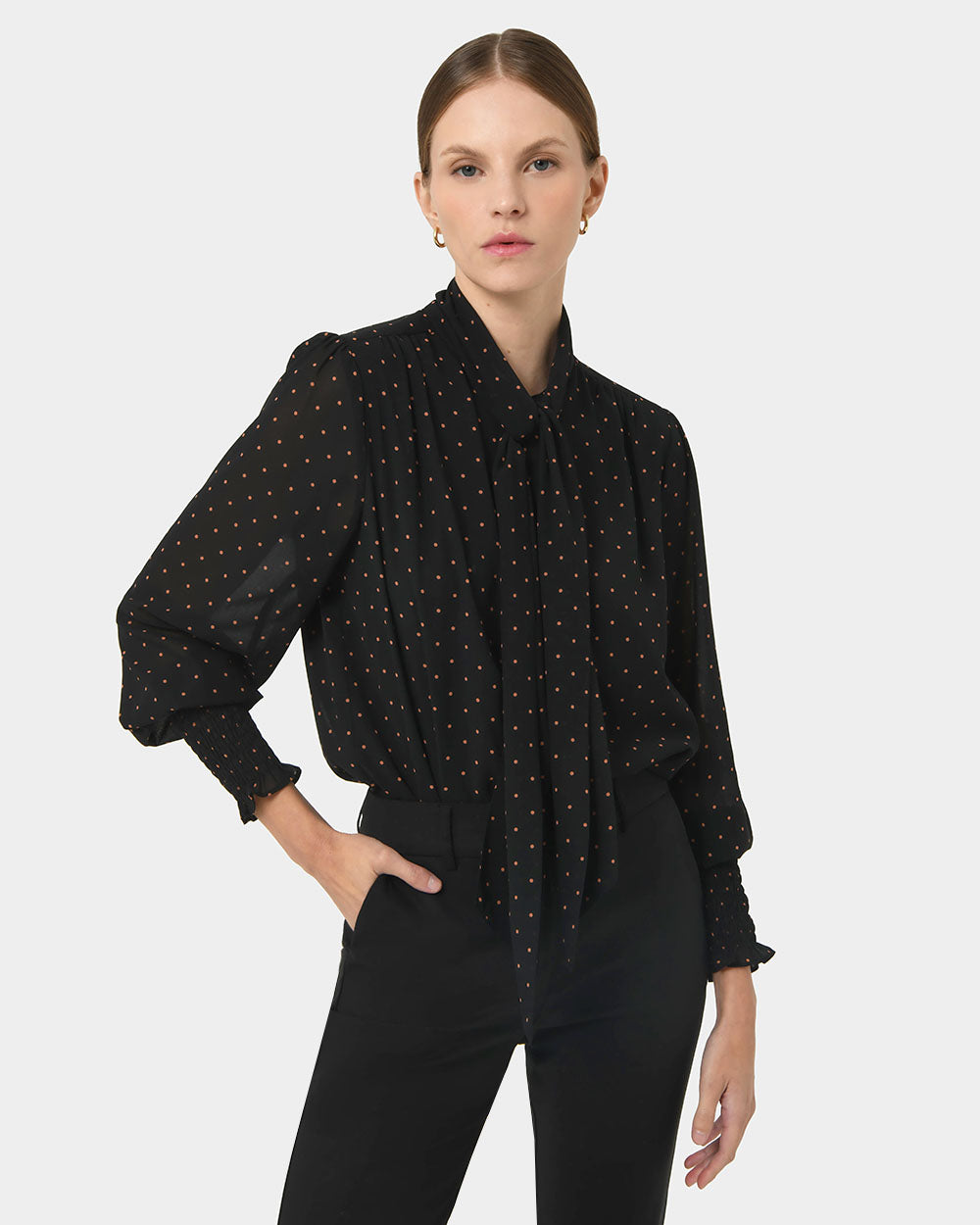 Marcella Polka Dot Tie Blouse