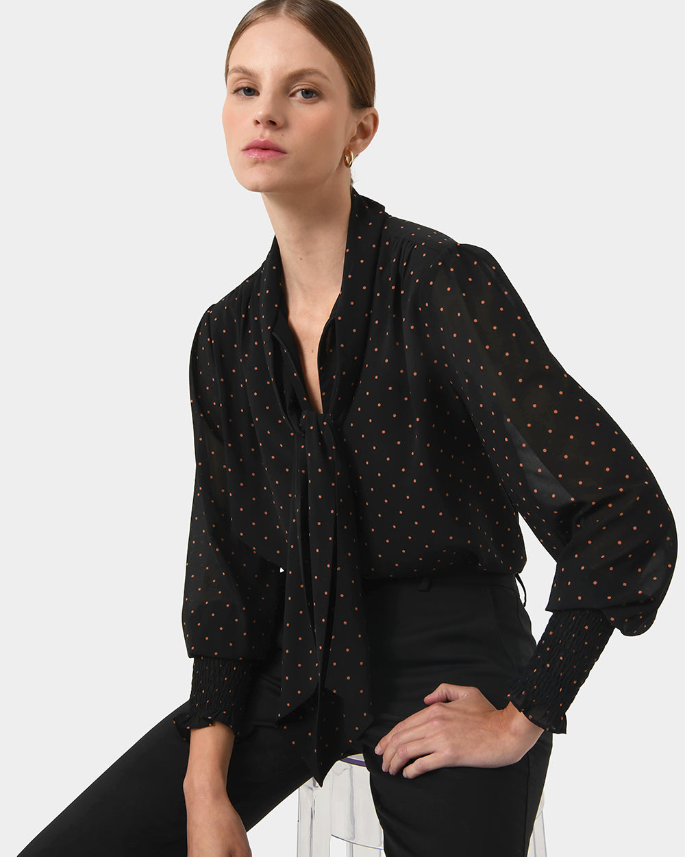 Marcella Polka Dot Tie Blouse