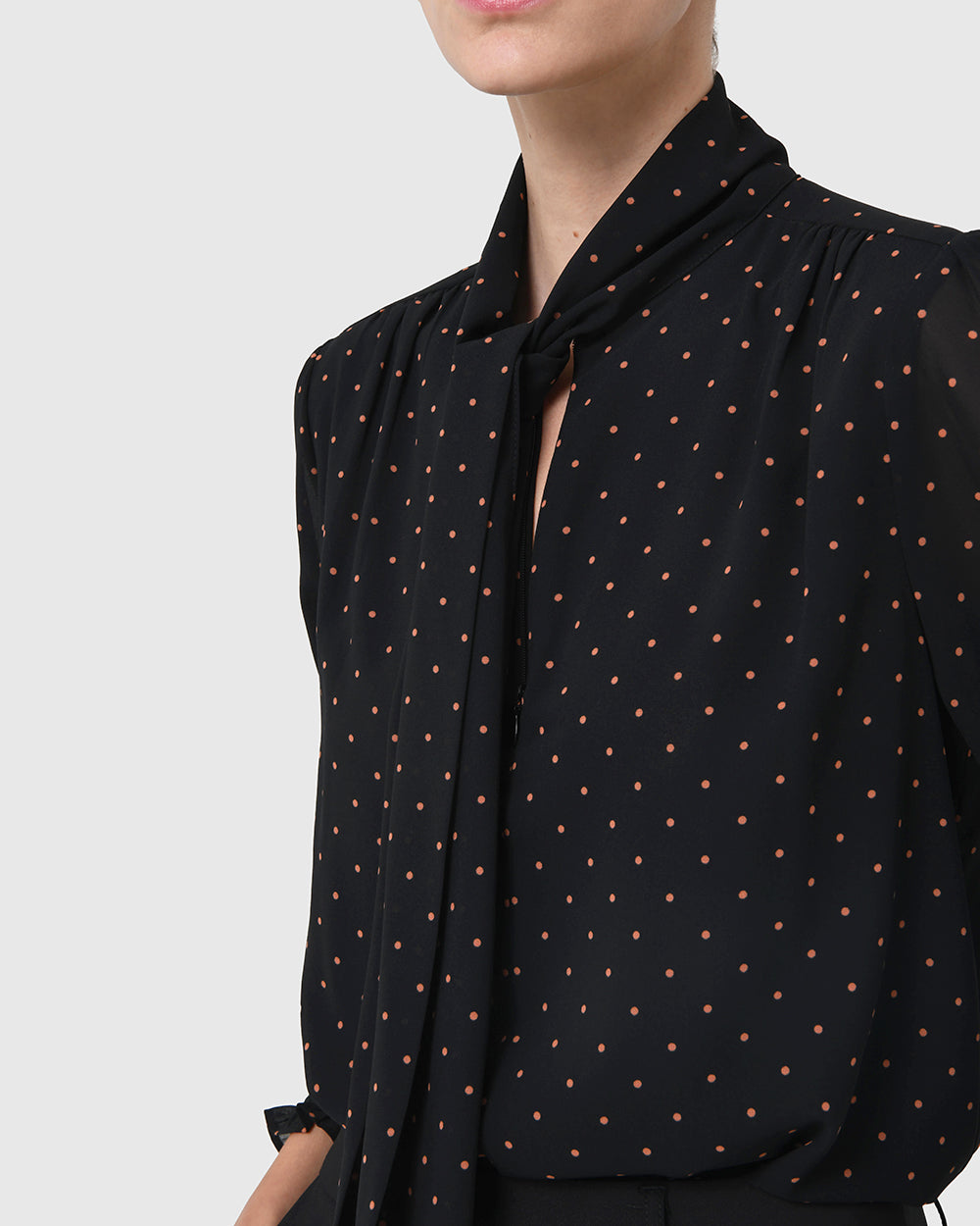 Marcella Polka Dot Tie Blouse