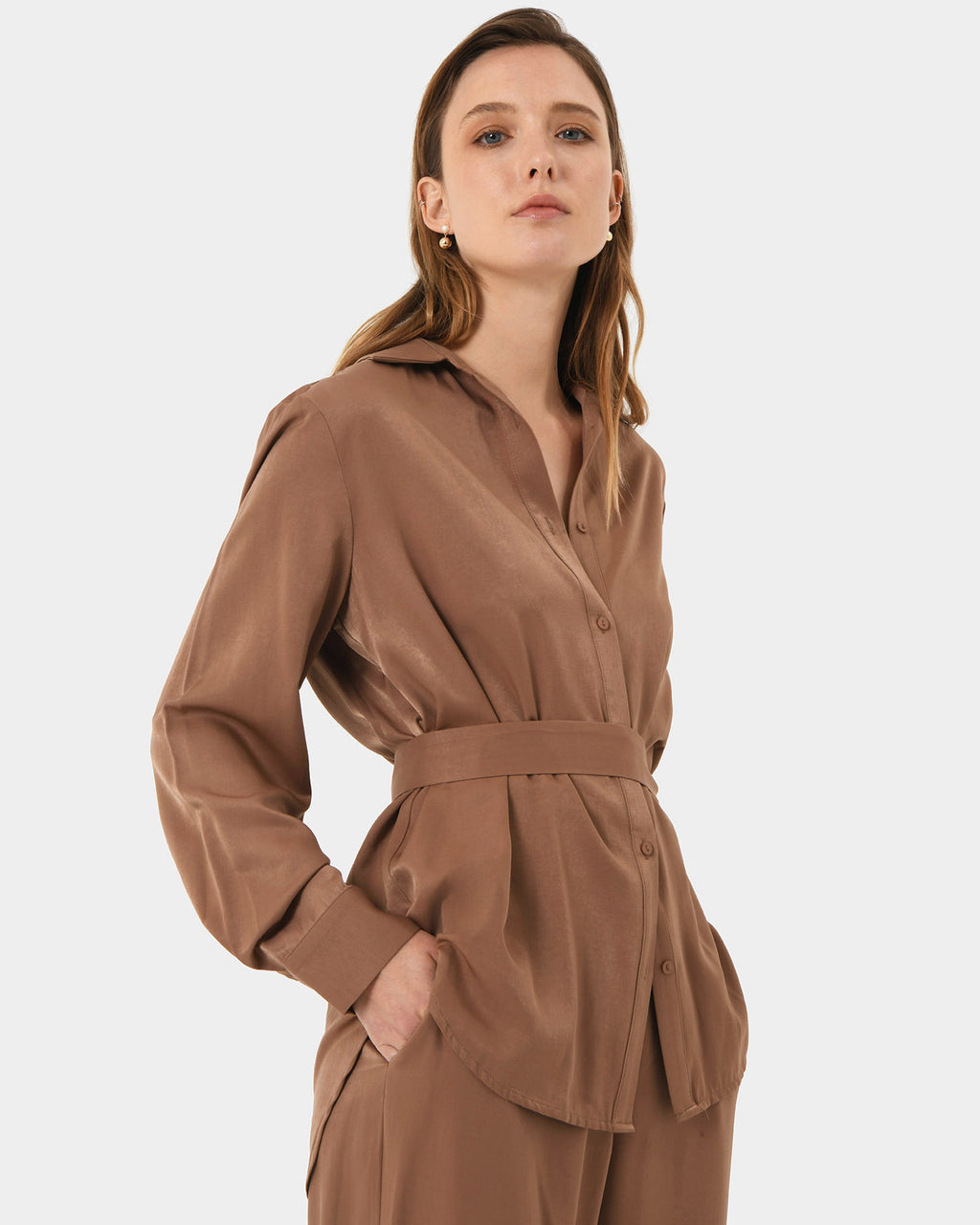 Devon Satin Tie Shirt