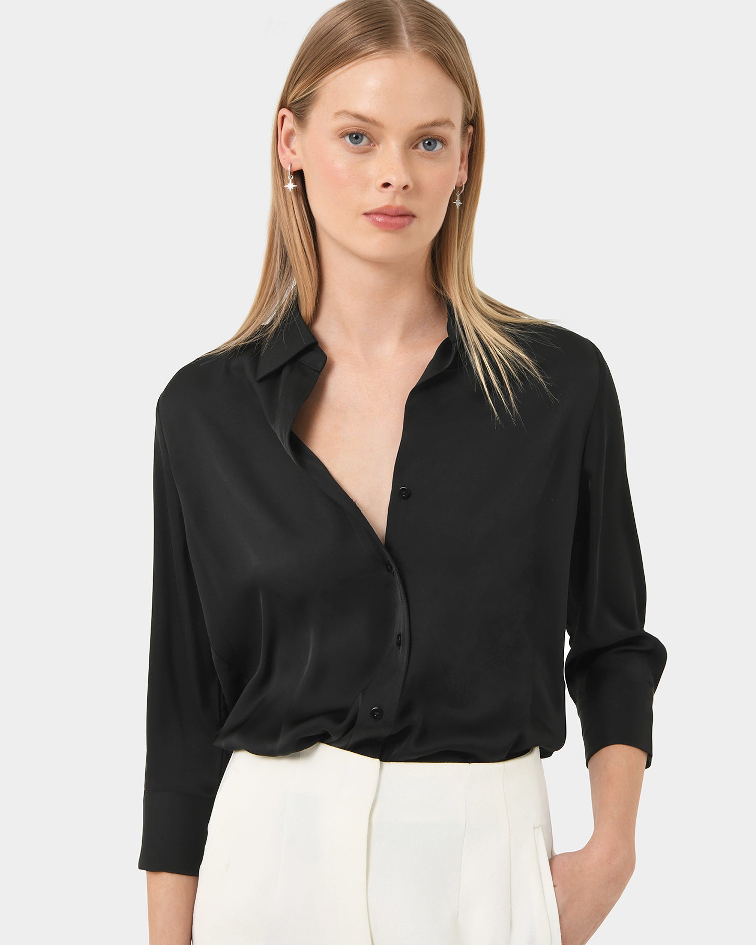 Hailee 3/4 Sleeve Satin Blouse