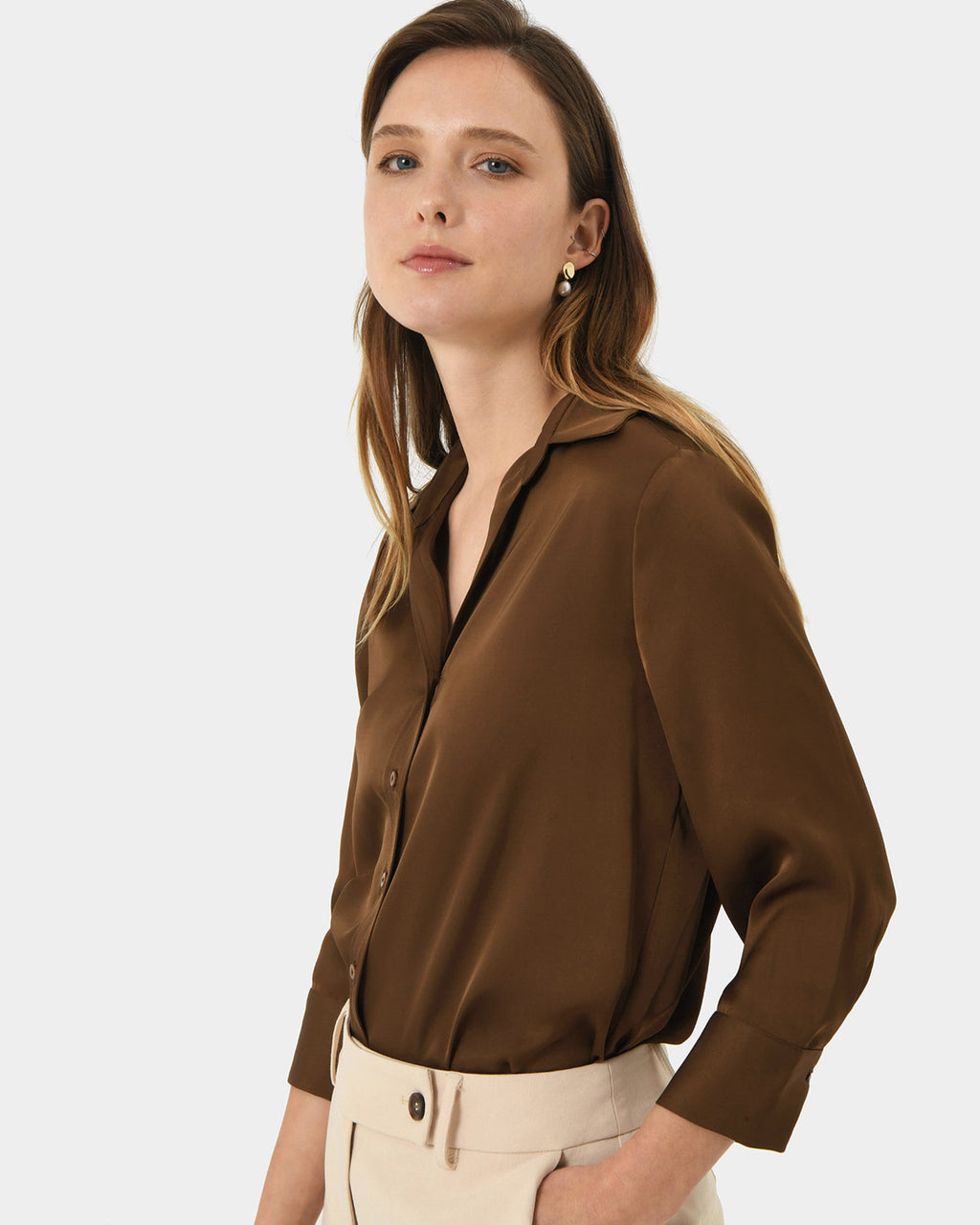 Hailee 3/4 Sleeve Satin Blouse