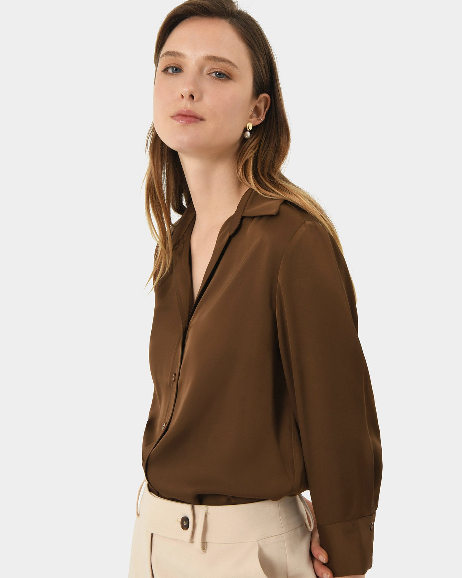 Hailee 3/4 Sleeve Satin Blouse