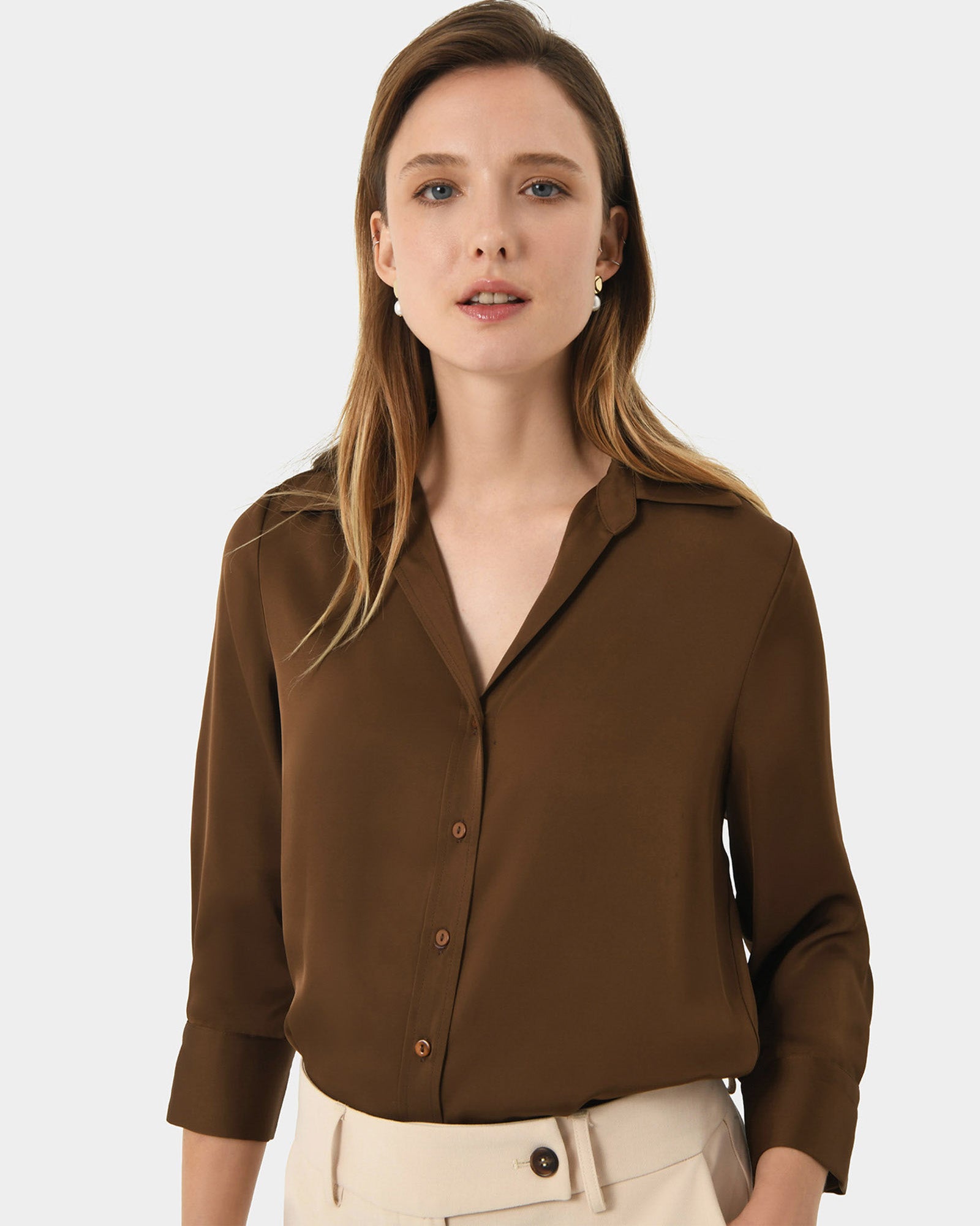 Hailee 3/4 Sleeve Satin Blouse