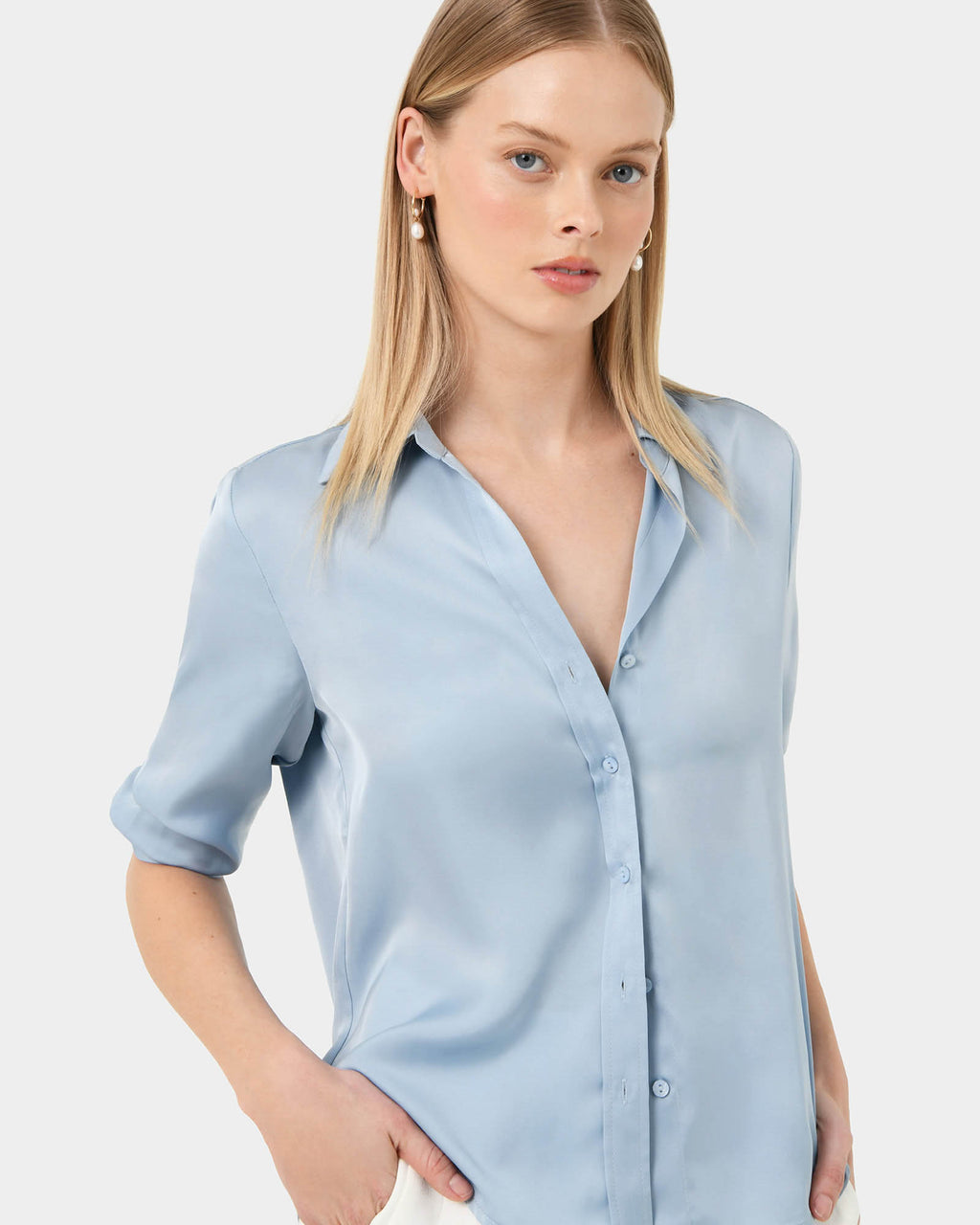 Hailee 3/4 Sleeve Satin Blouse