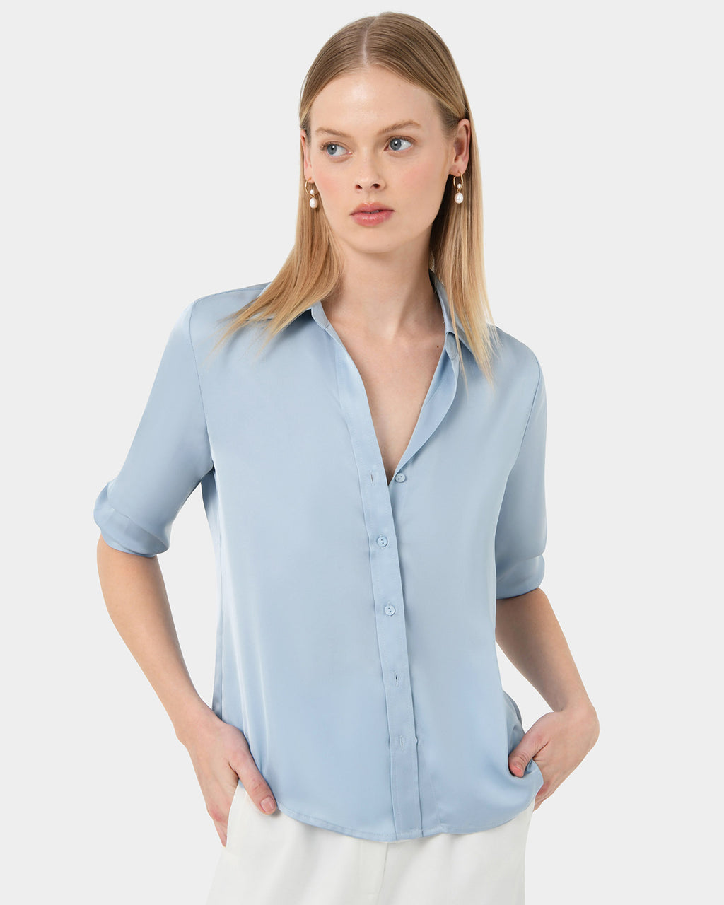 Hailee 3/4 Sleeve Satin Blouse