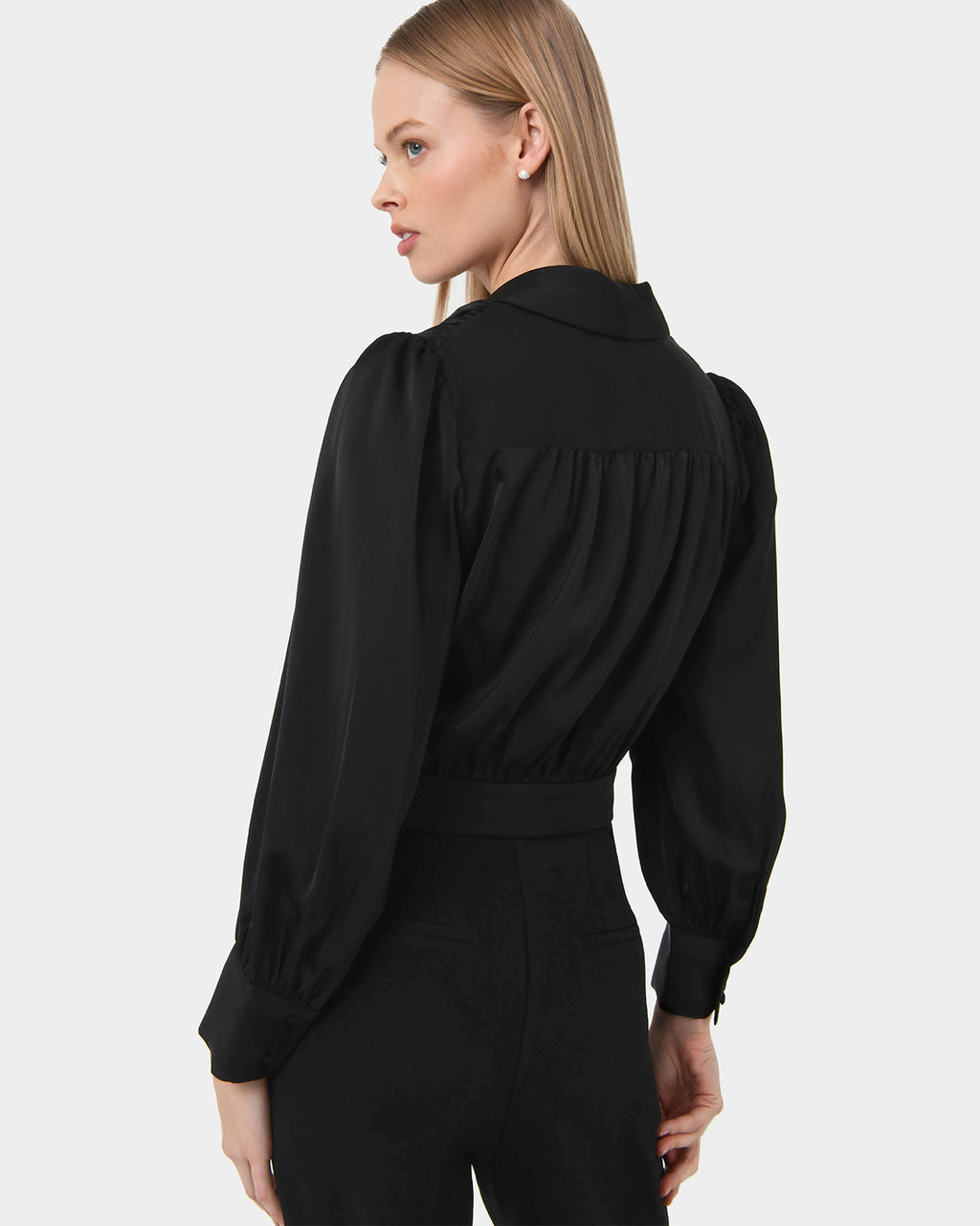 Avah Shawl Collar Satin Blouse