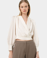 Avah Shawl Collar Satin Blouse