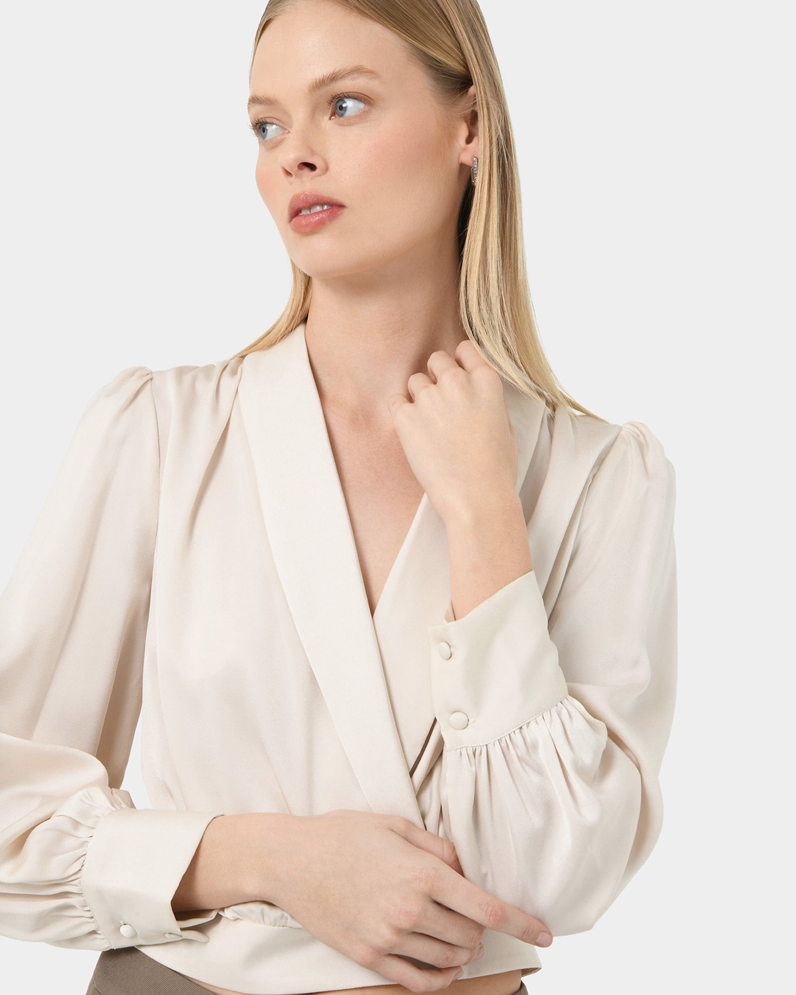 Avah Shawl Collar Satin Blouse