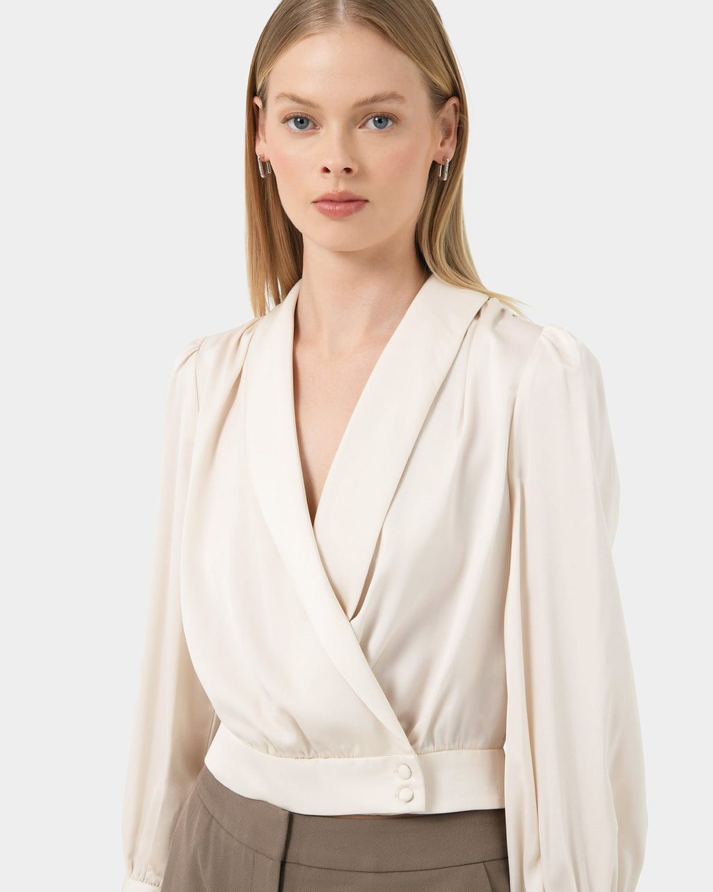 Avah Shawl Collar Satin Blouse