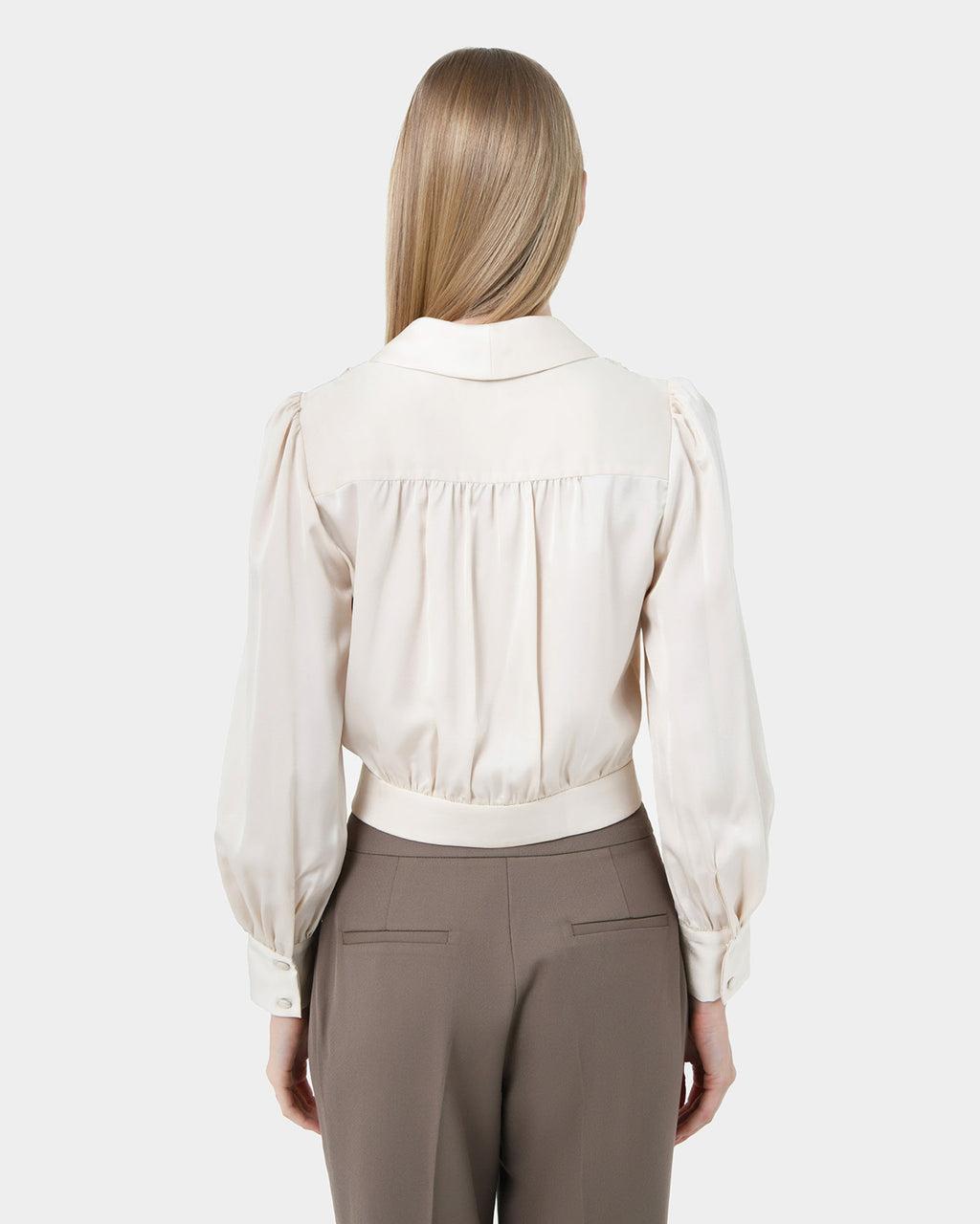 Avah Shawl Collar Satin Blouse