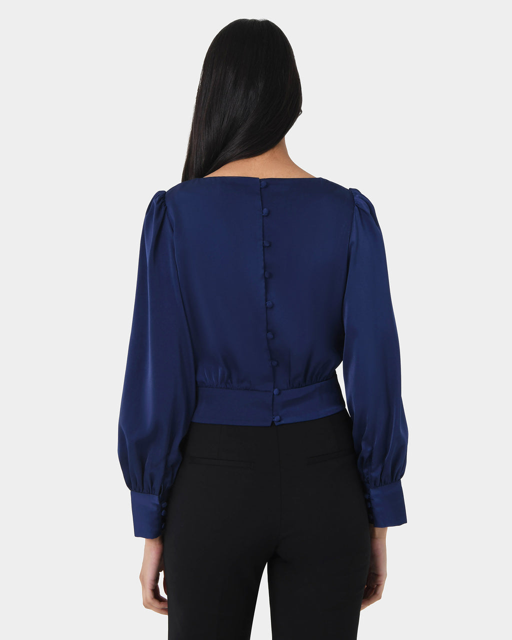 Lorinda Tie Waist Satin Blouse