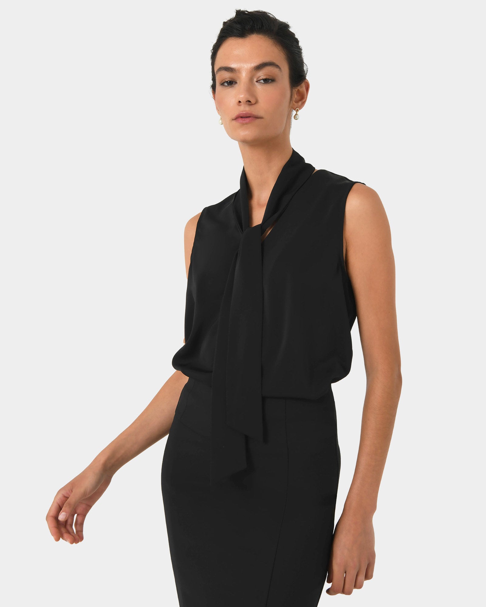 Mattie Detachable Bow Neck Top