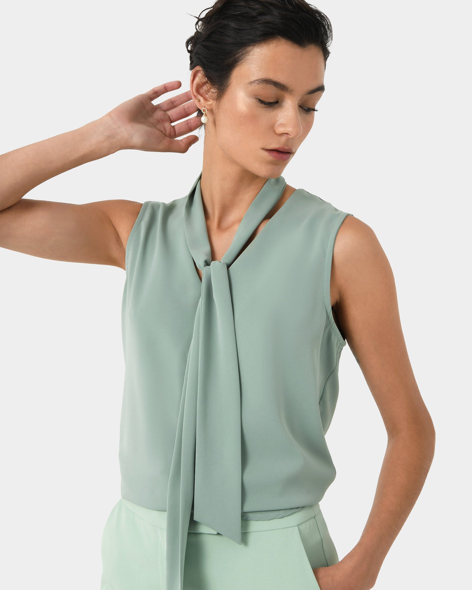Mattie Detachable Bow Neck Top