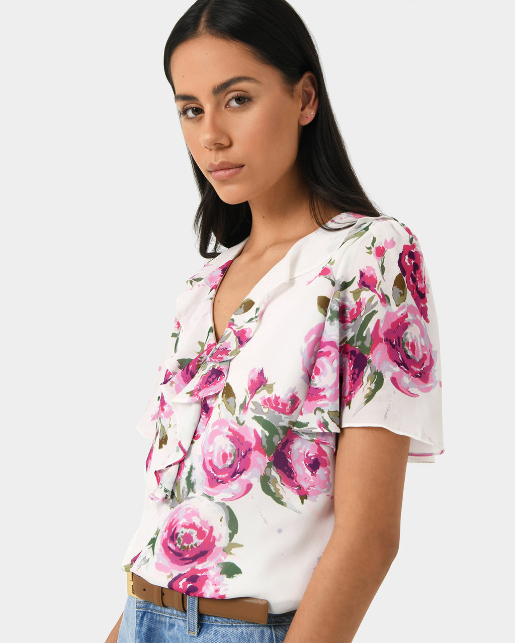Andrea Floral Ruffle Blouse