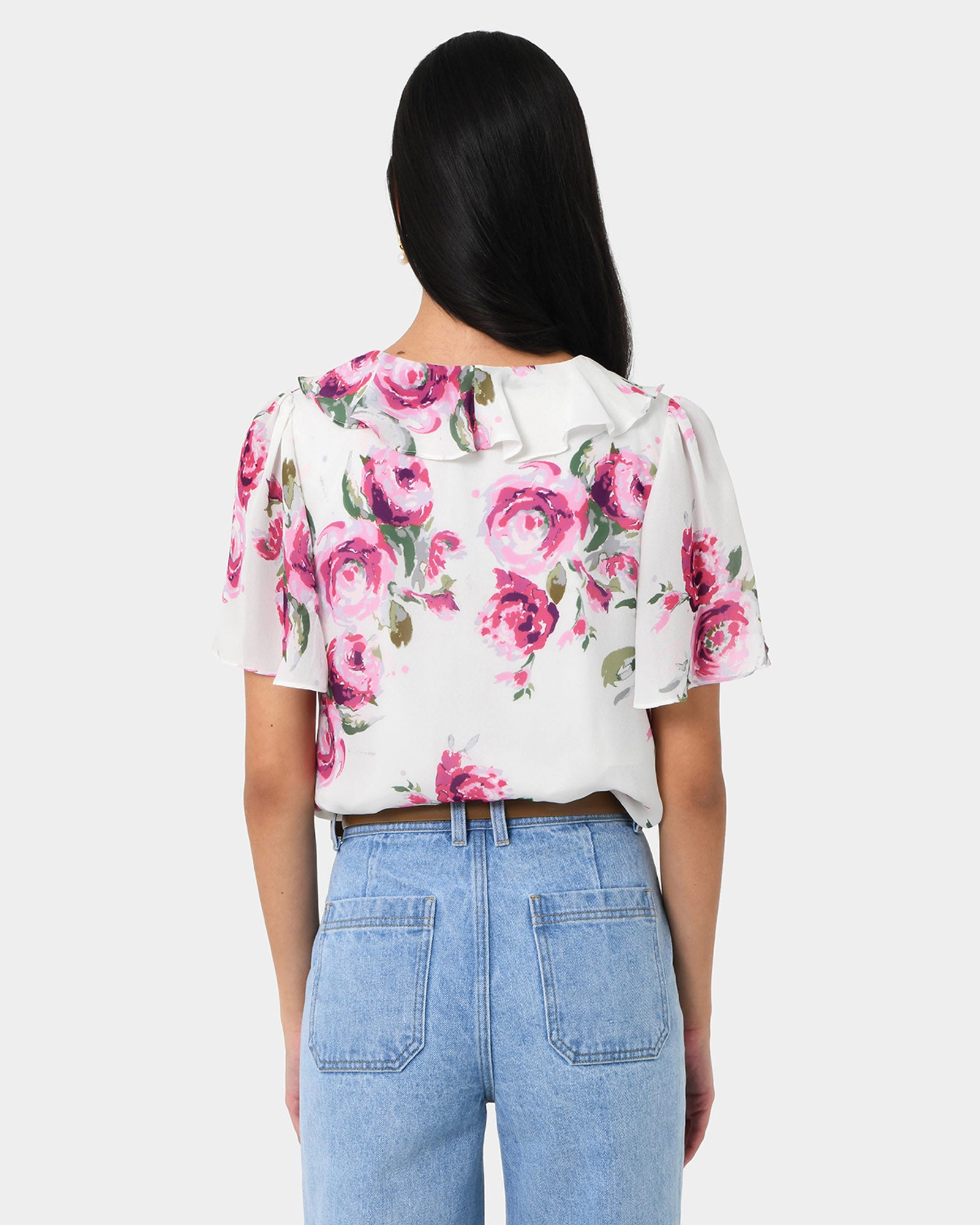 Andrea Floral Ruffle Blouse