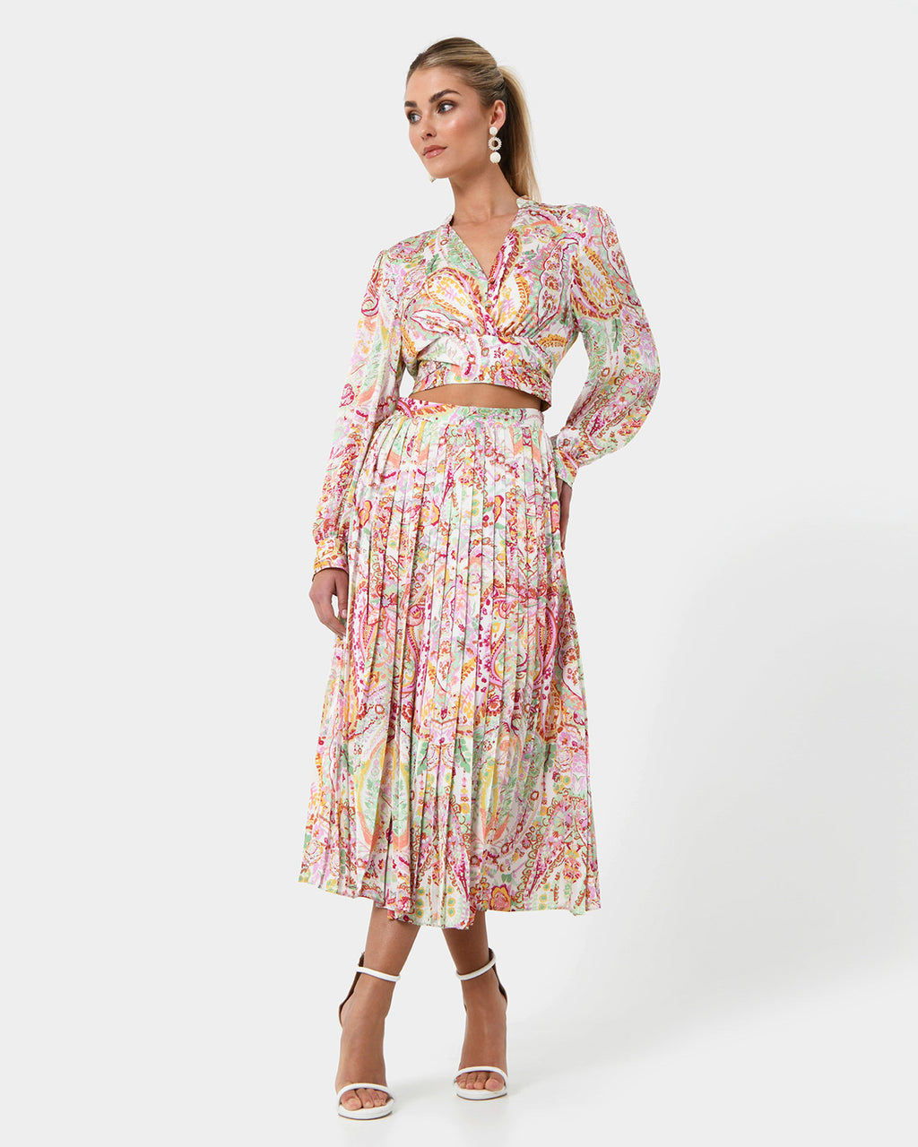 Dulce Printed Tie Waist Blouse