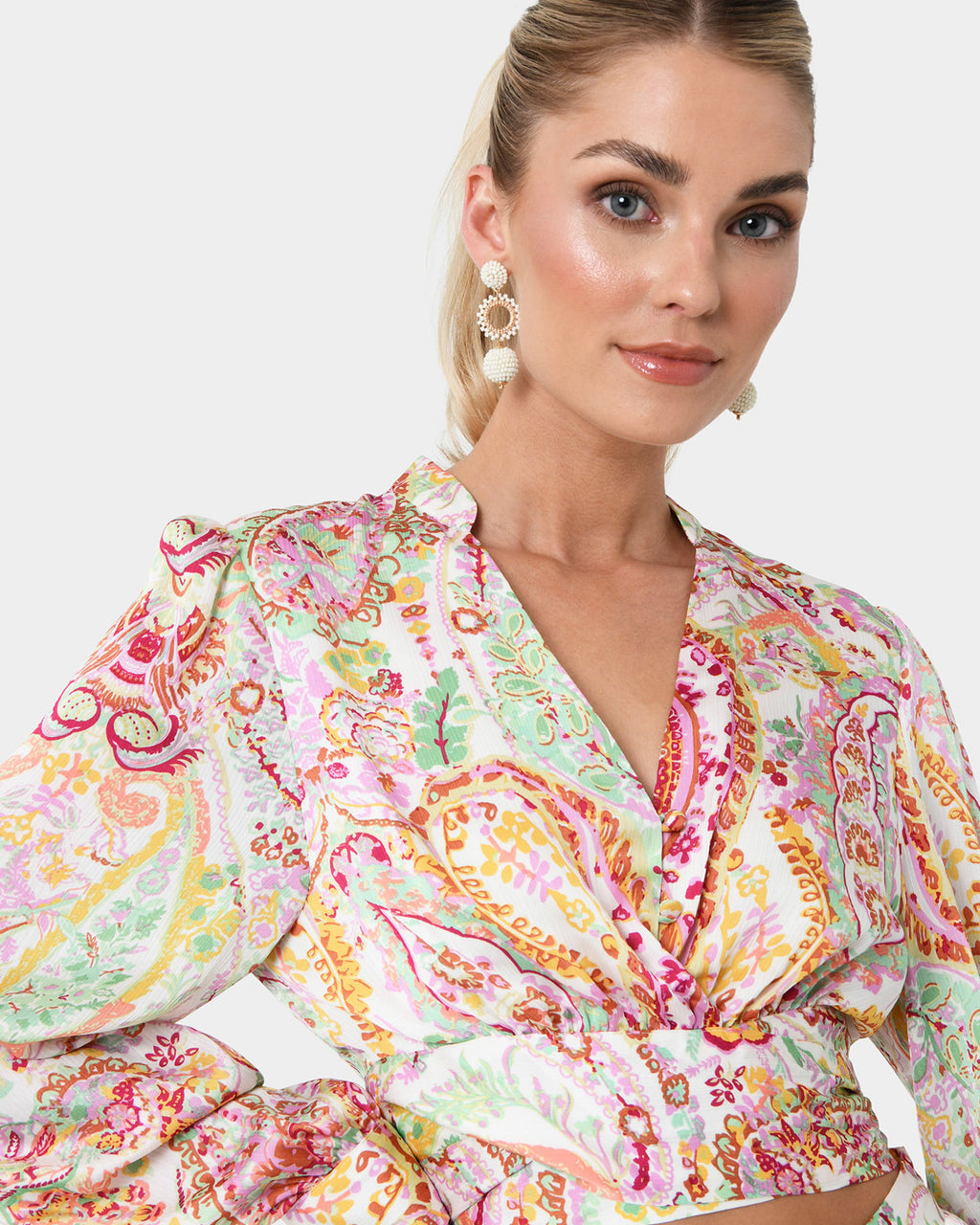Dulce Printed Tie Waist Blouse