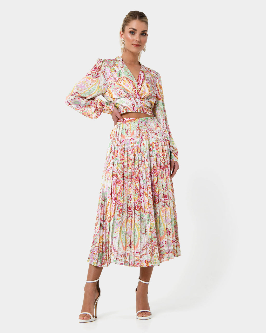 Dulce Printed Tie Waist Blouse