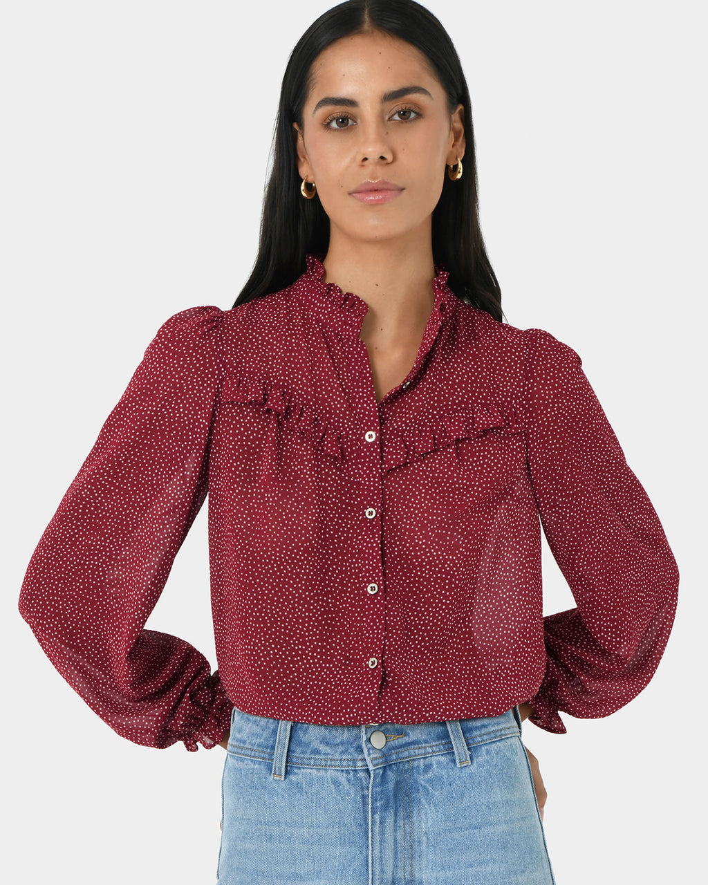 Orlando Ruffle Polkadot Top