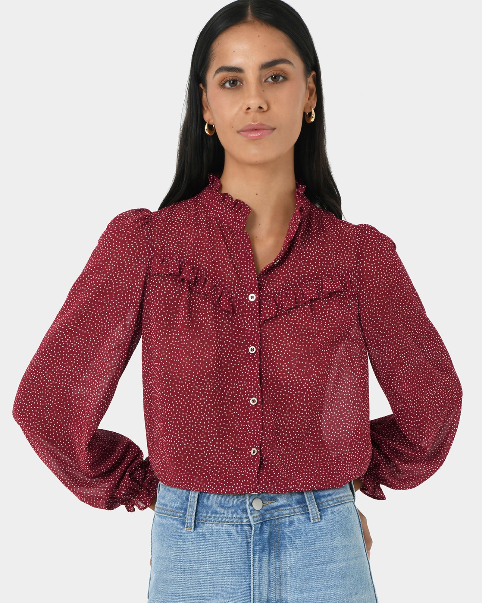 Orlando Ruffle Polkadot Top