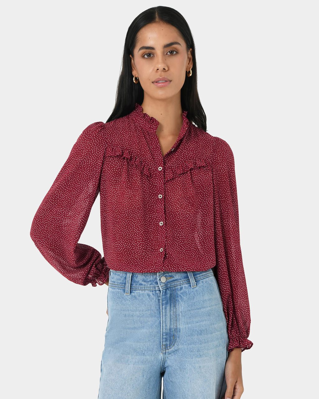 Orlando Ruffle Polkadot Top