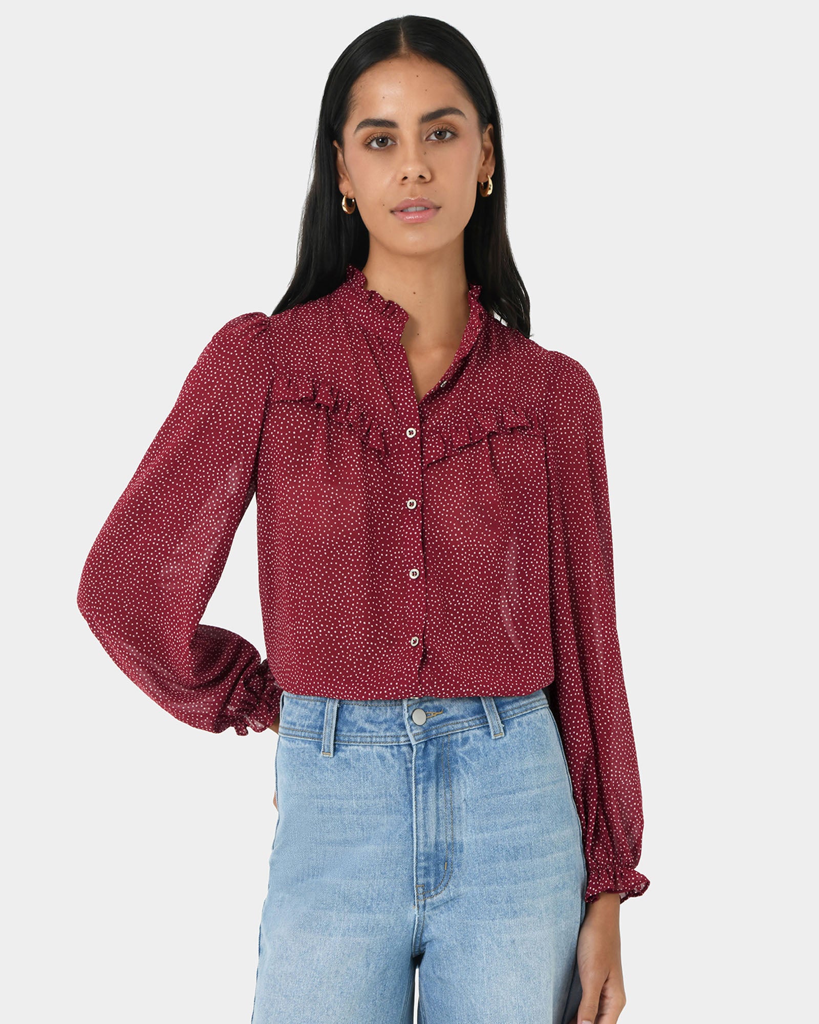 Orlando Ruffle Polkadot Top