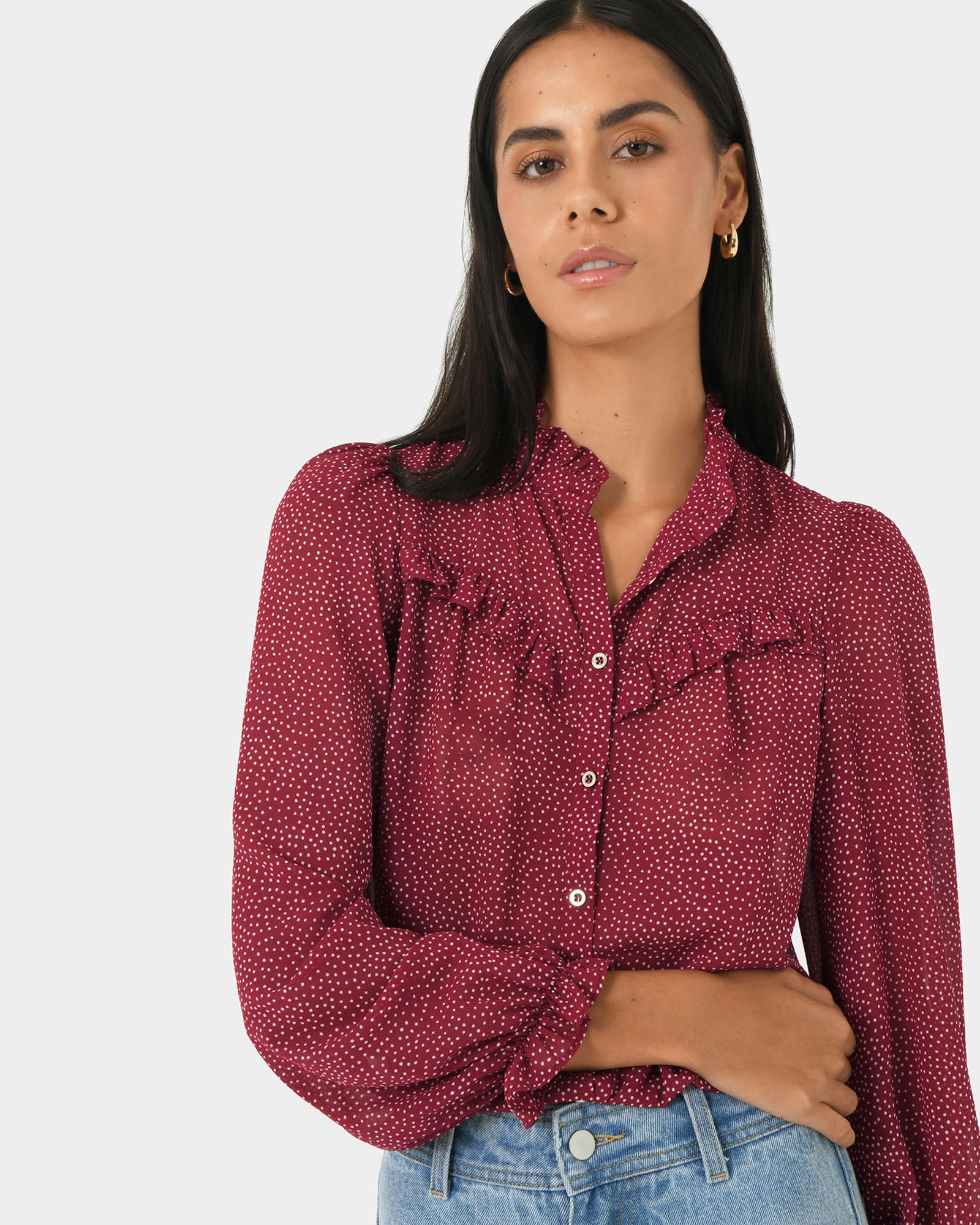 Orlando Ruffle Polkadot Top