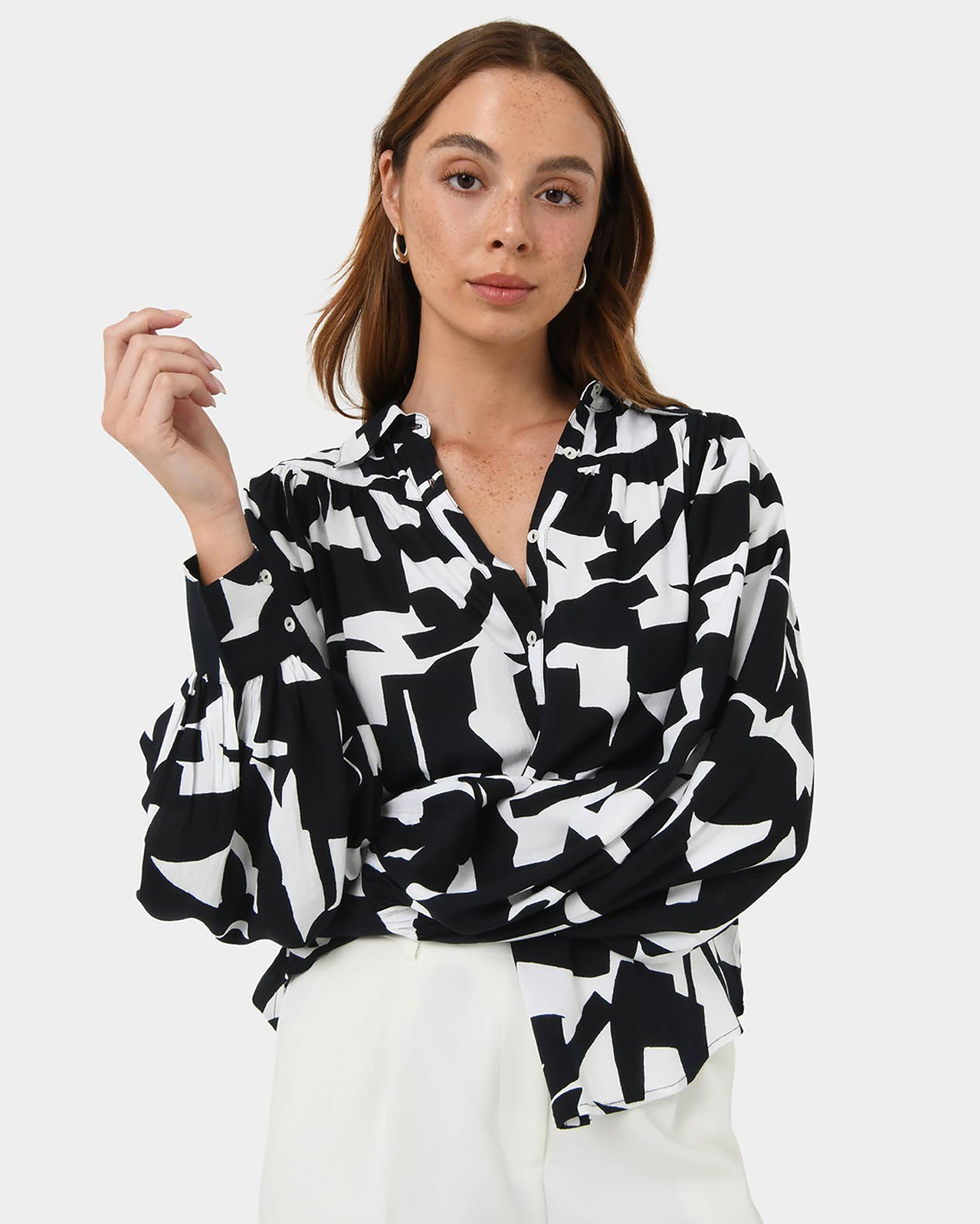 Anella Monochrome Print Blouse