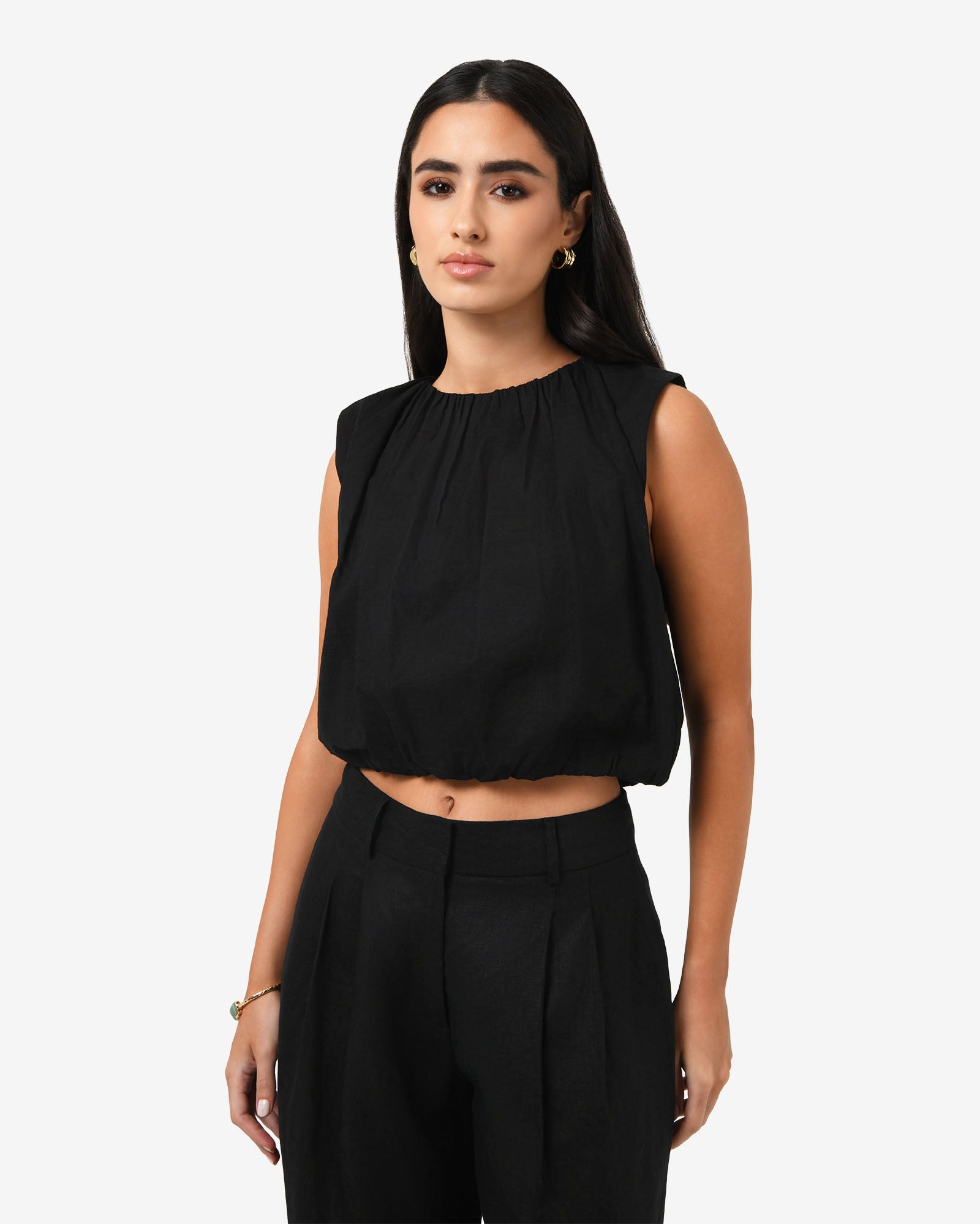 Kenya Rouched Linen Top