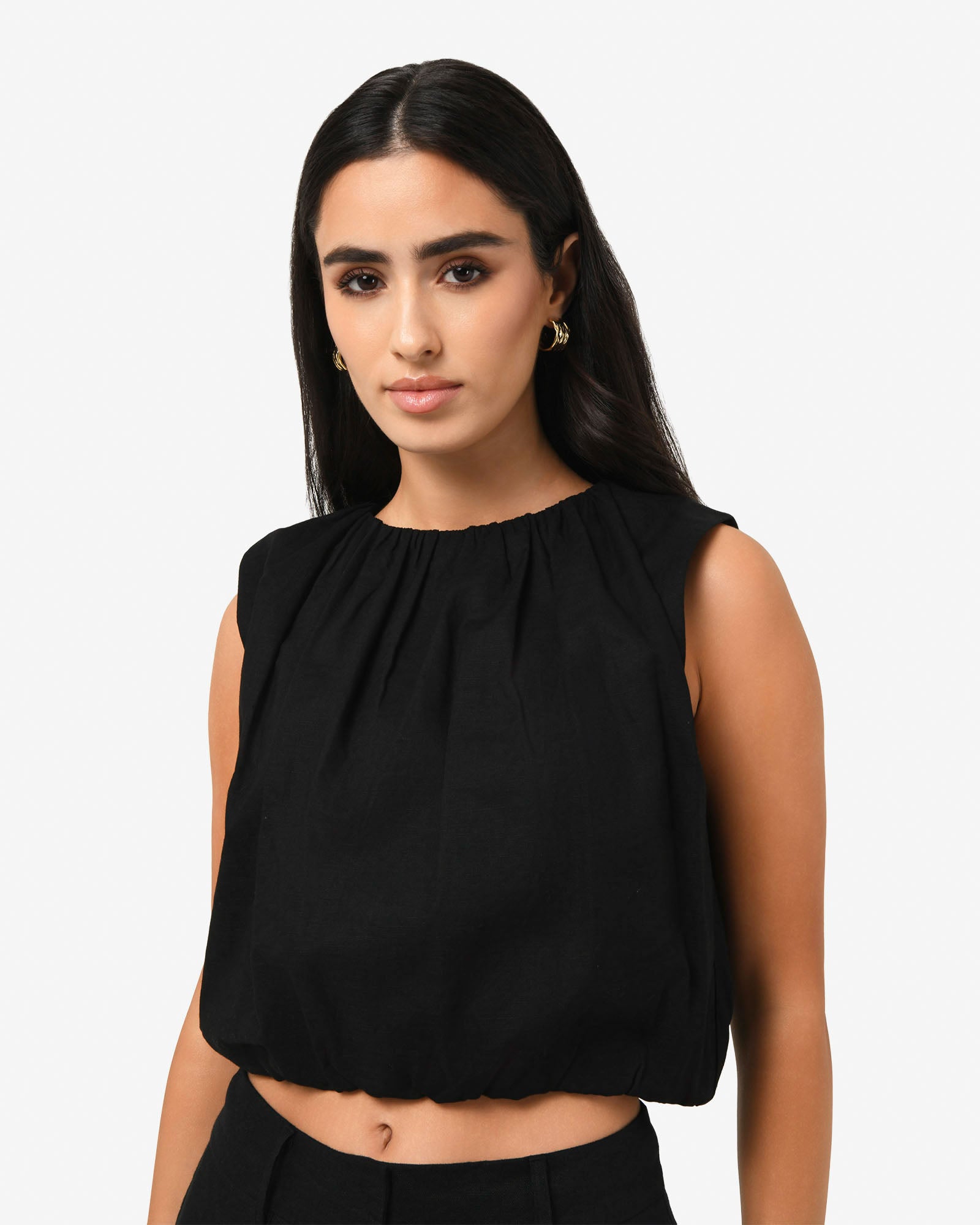 Kenya Rouched Linen Top