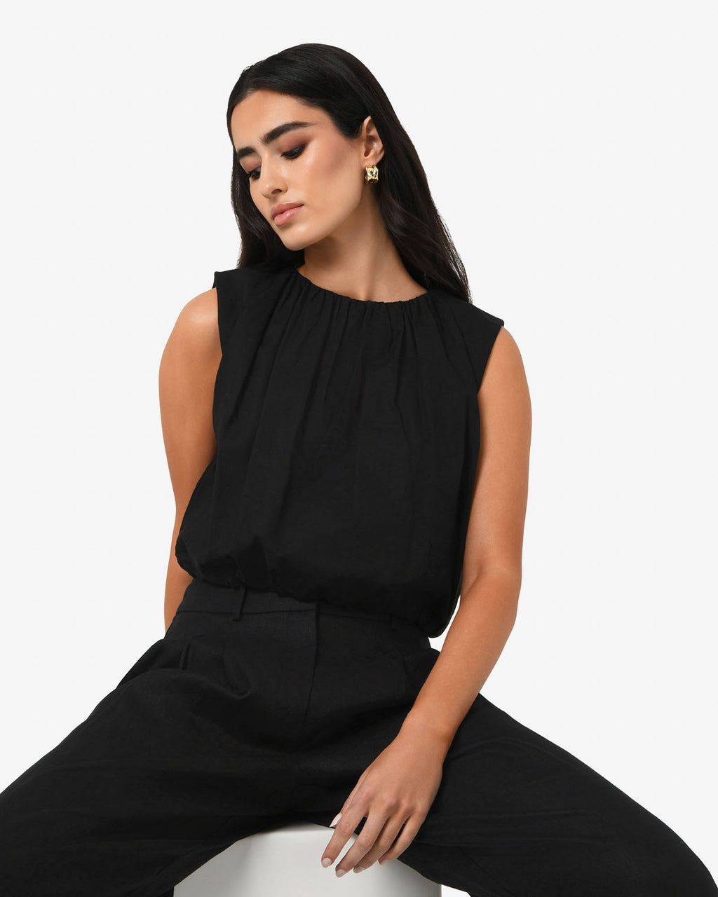 Kenya Rouched Linen Top