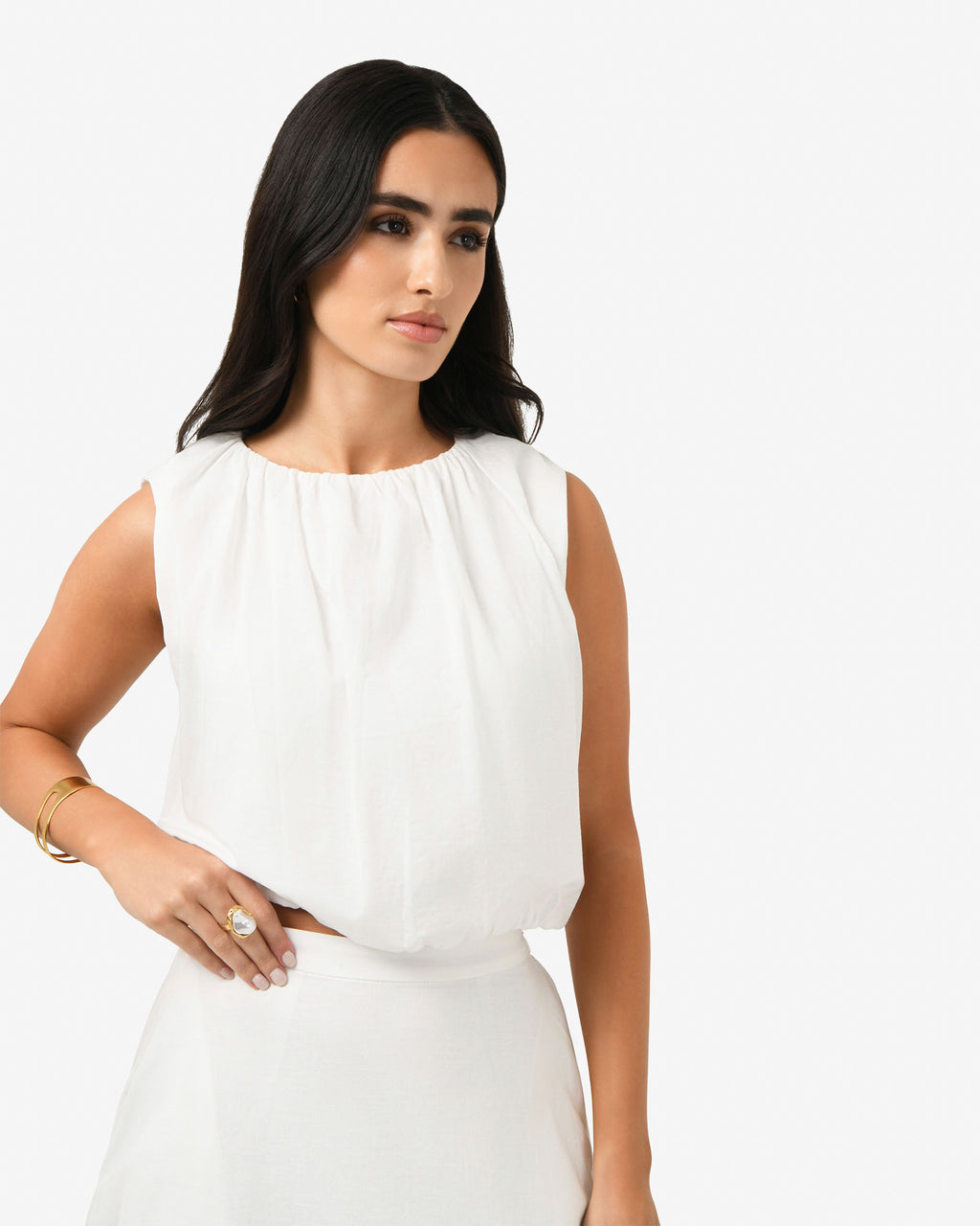 Kenya Rouched Linen Top