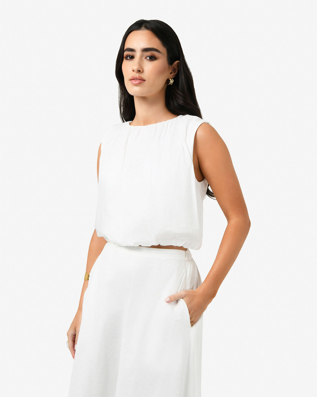 Kenya Rouched Linen Top