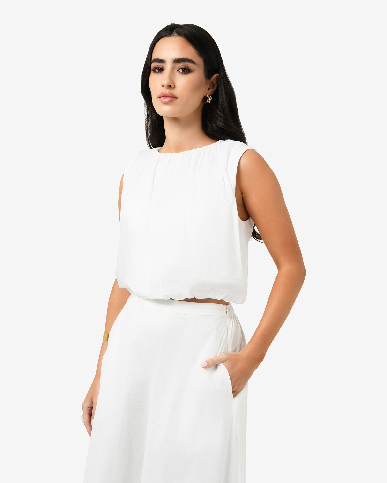 Kenya Rouched Linen Top