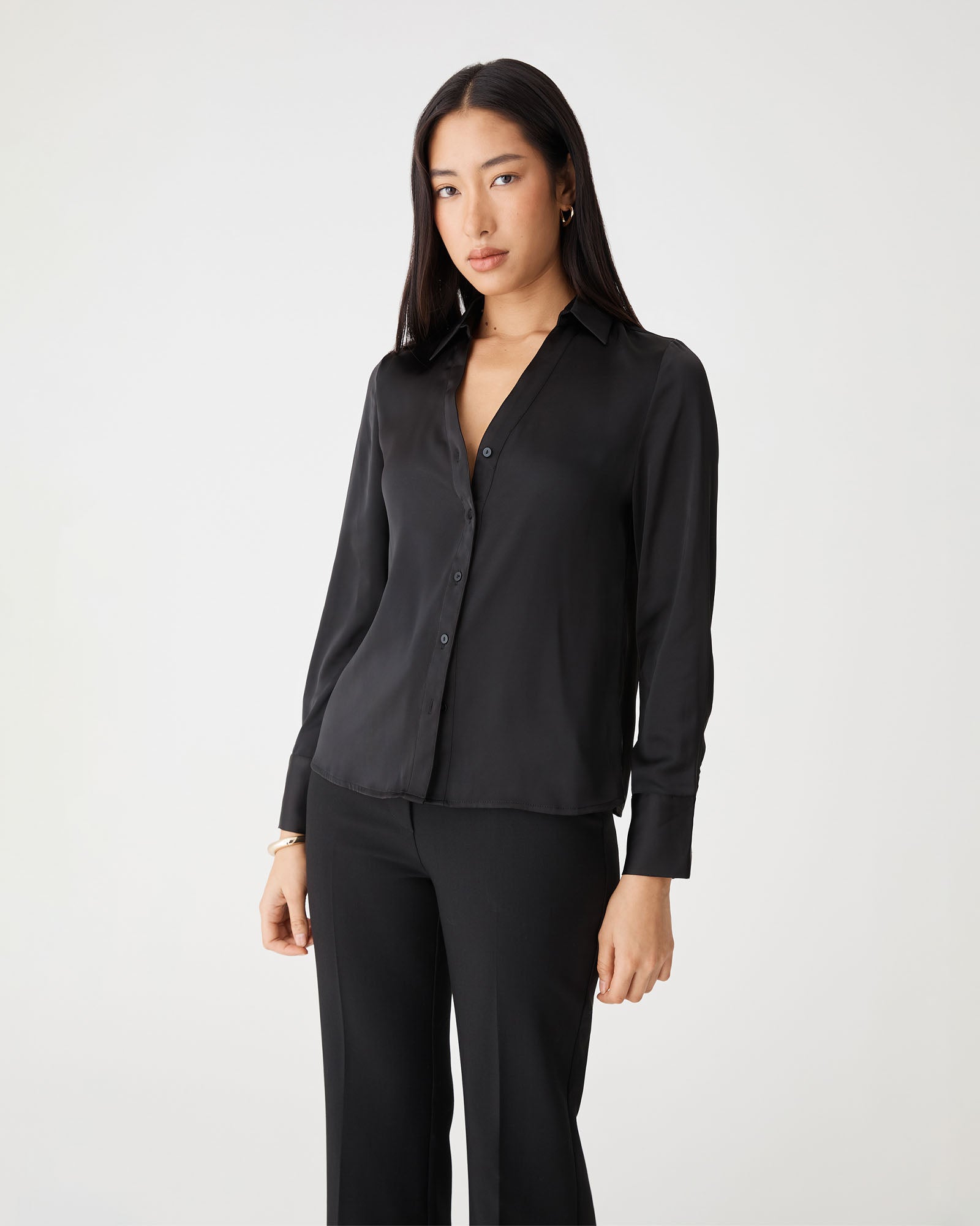 Lila V-Neck Satin Blouse