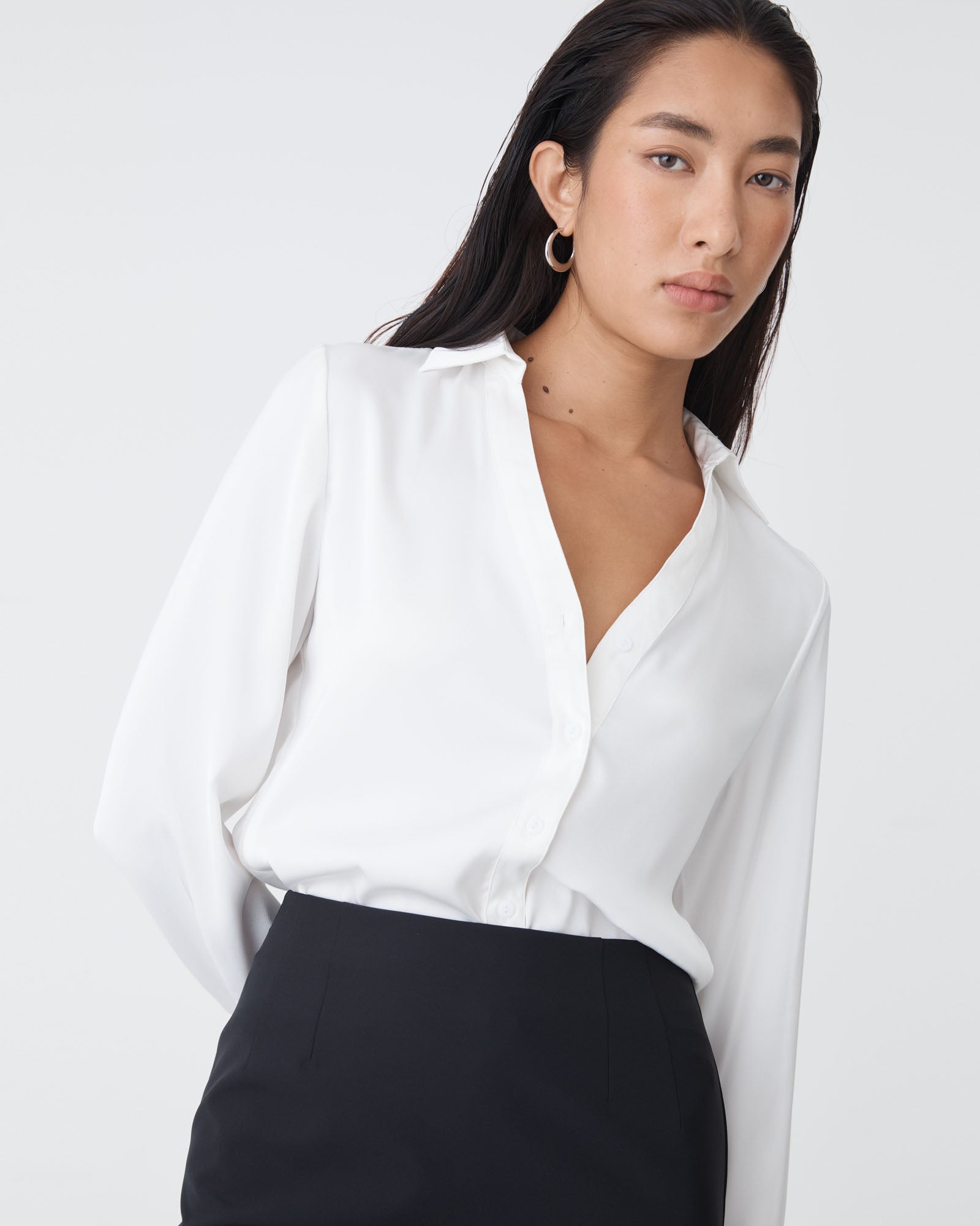 Lila V-Neck Satin Blouse