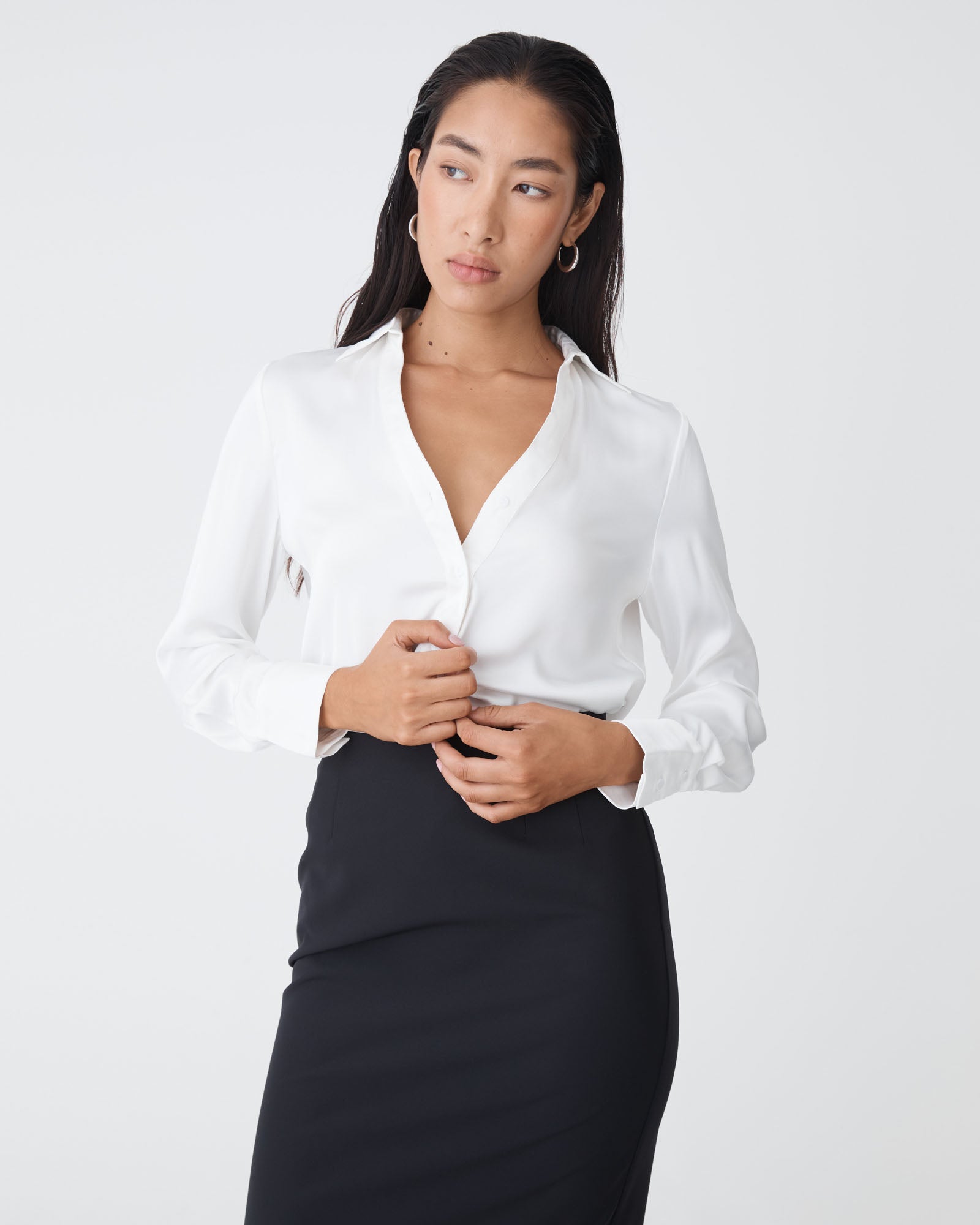 Lila V-Neck Satin Blouse