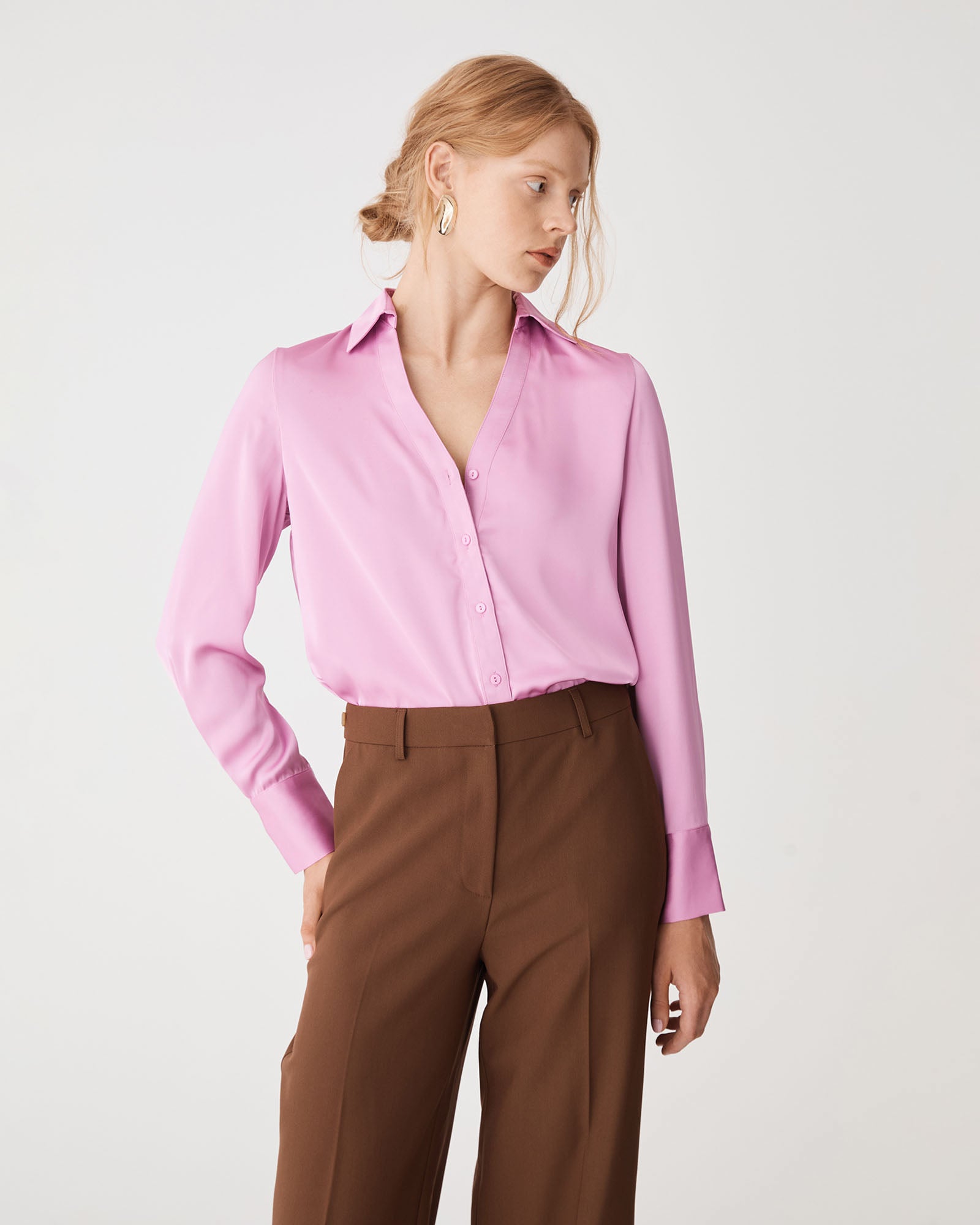 Lila V-Neck Satin Blouse