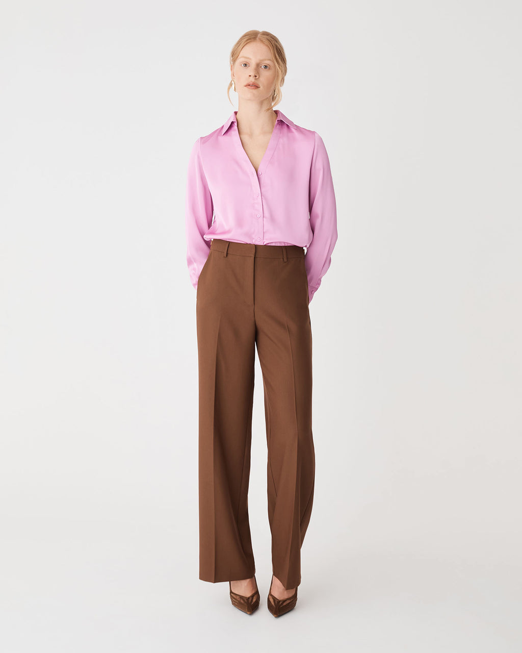 Lila V-Neck Satin Blouse