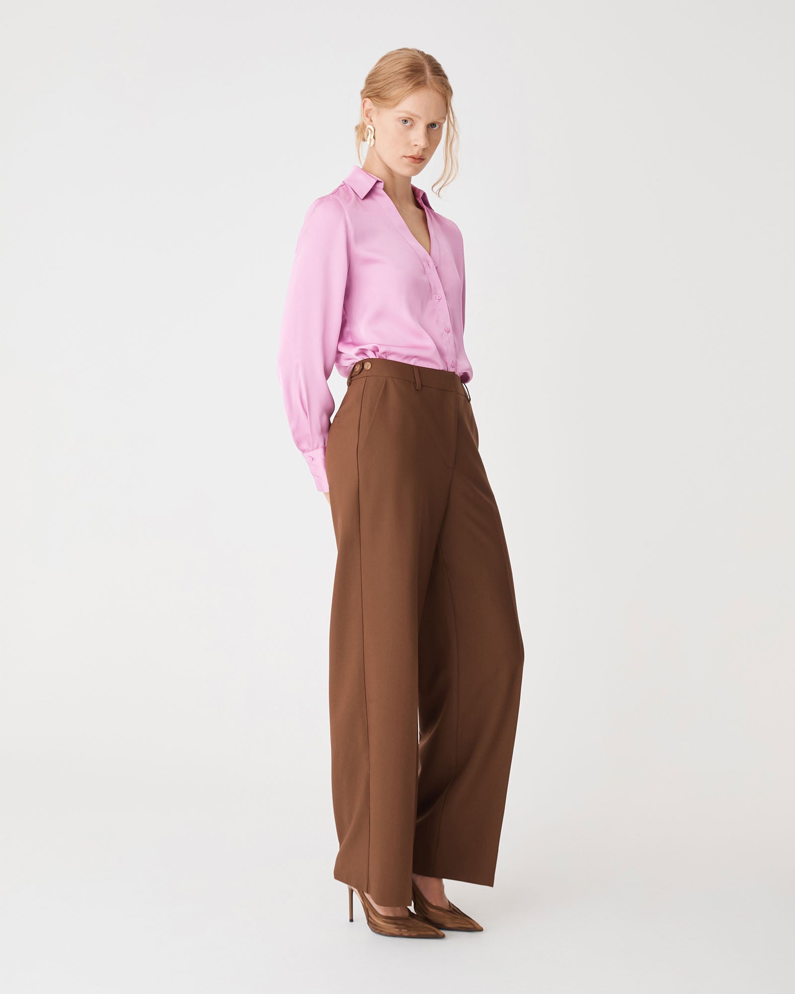 Lila V-Neck Satin Blouse